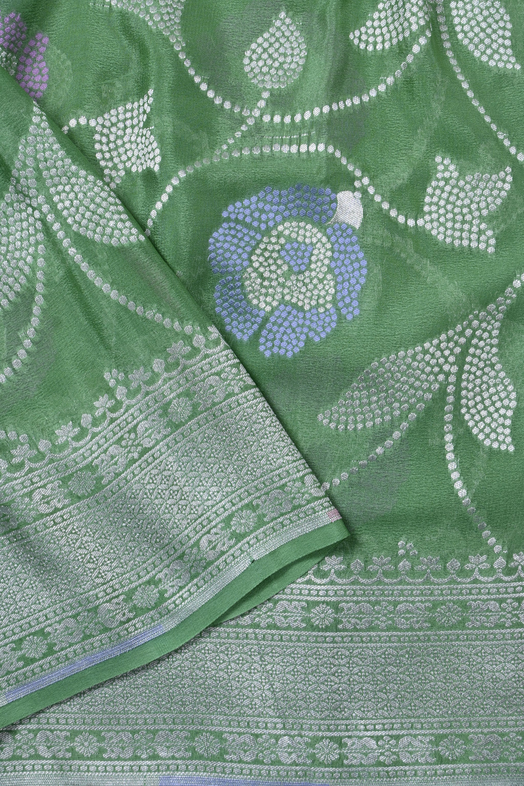 Green Pure Banarasi Khaddi Georgette Silk Saree