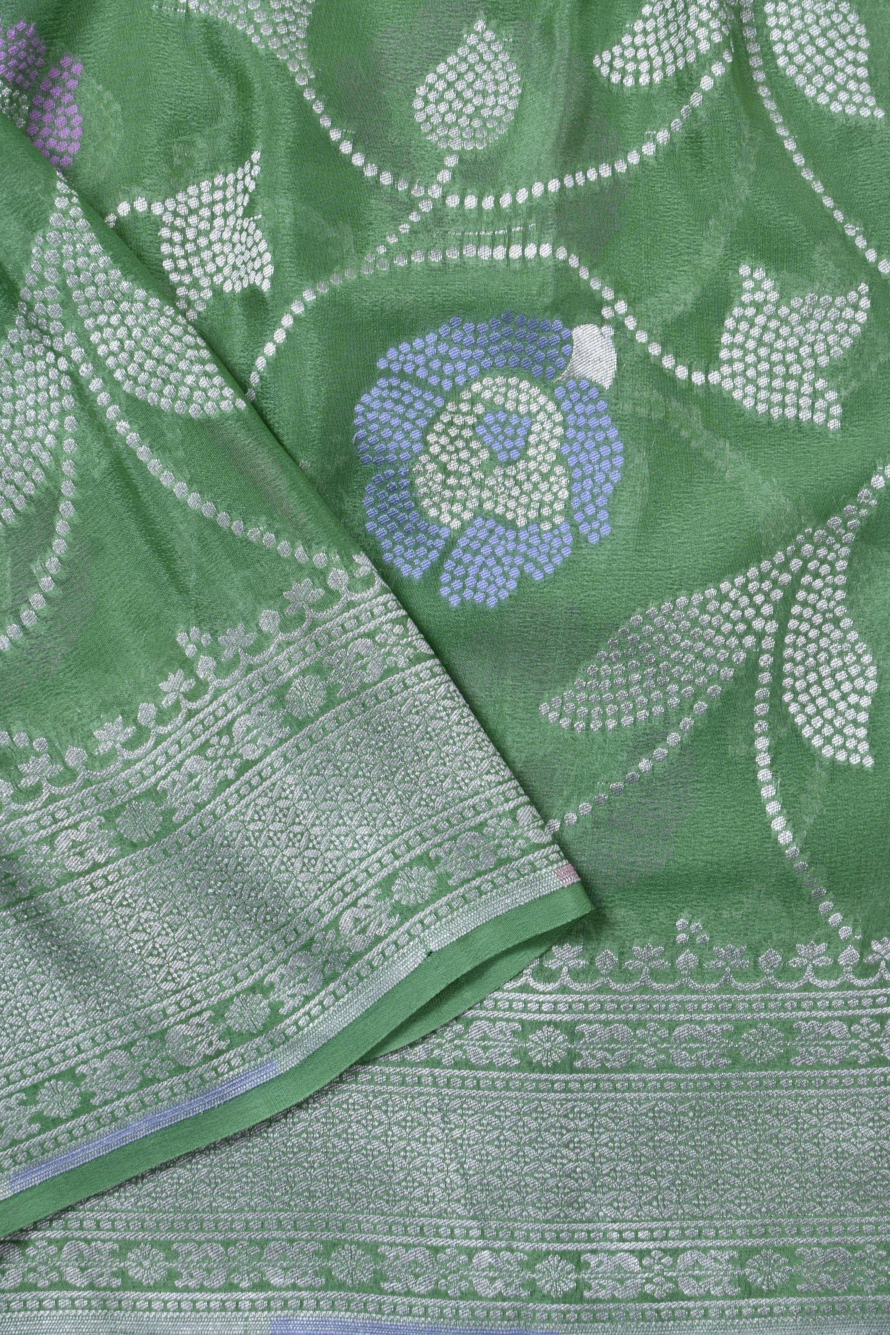Green Pure Banarasi Khaddi Georgette Silk Saree