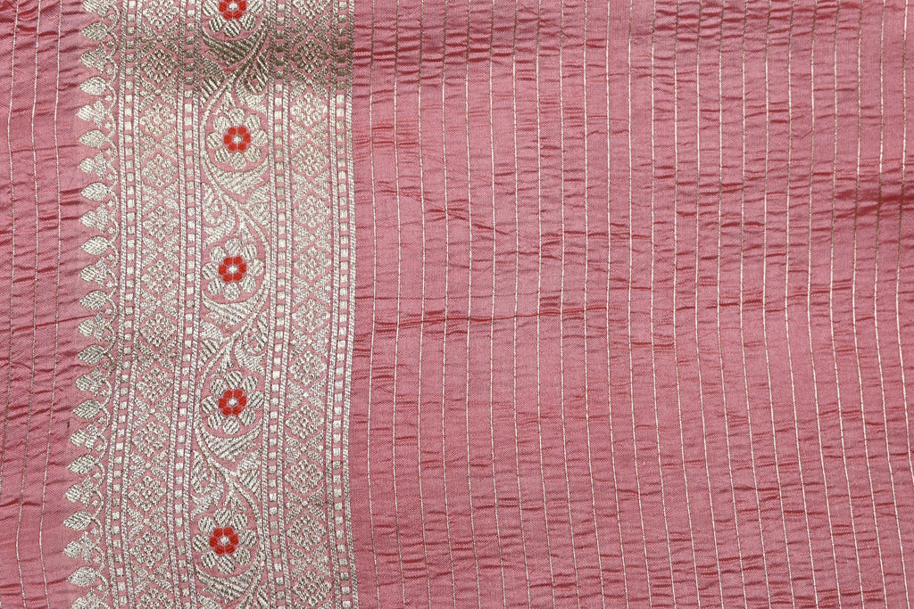 Peach Pure Banarasi Katan Silk Saree