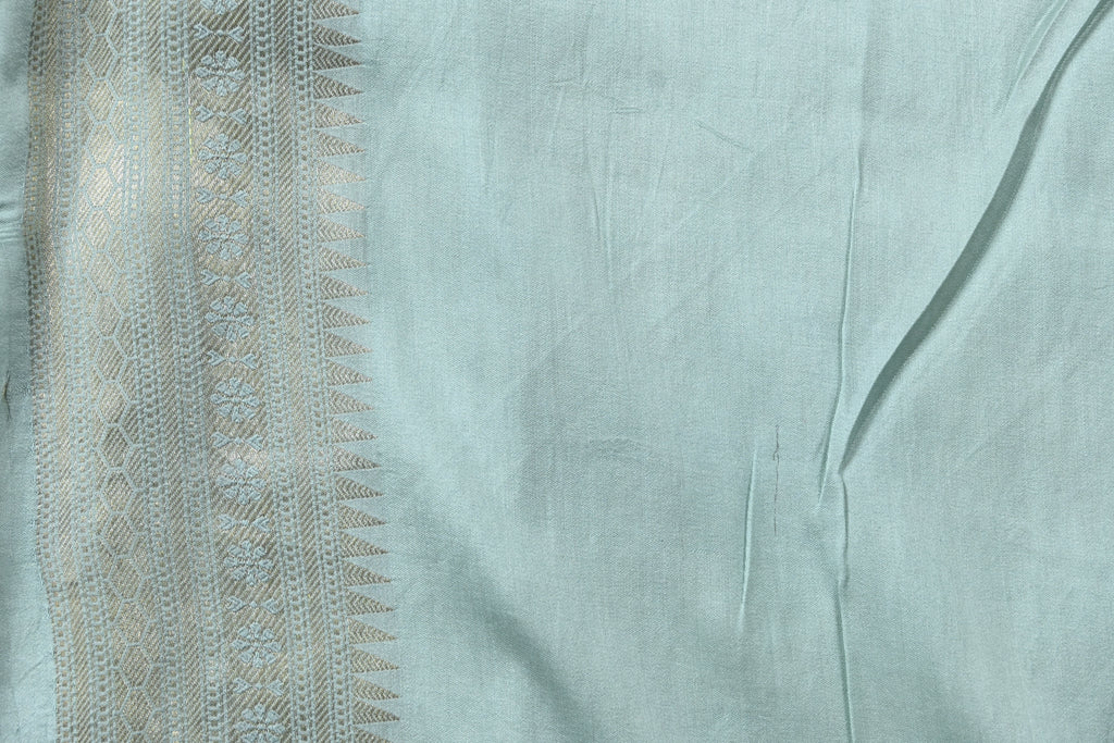 Water Blue Pure Banarasi Katan Tissue Silk Saree