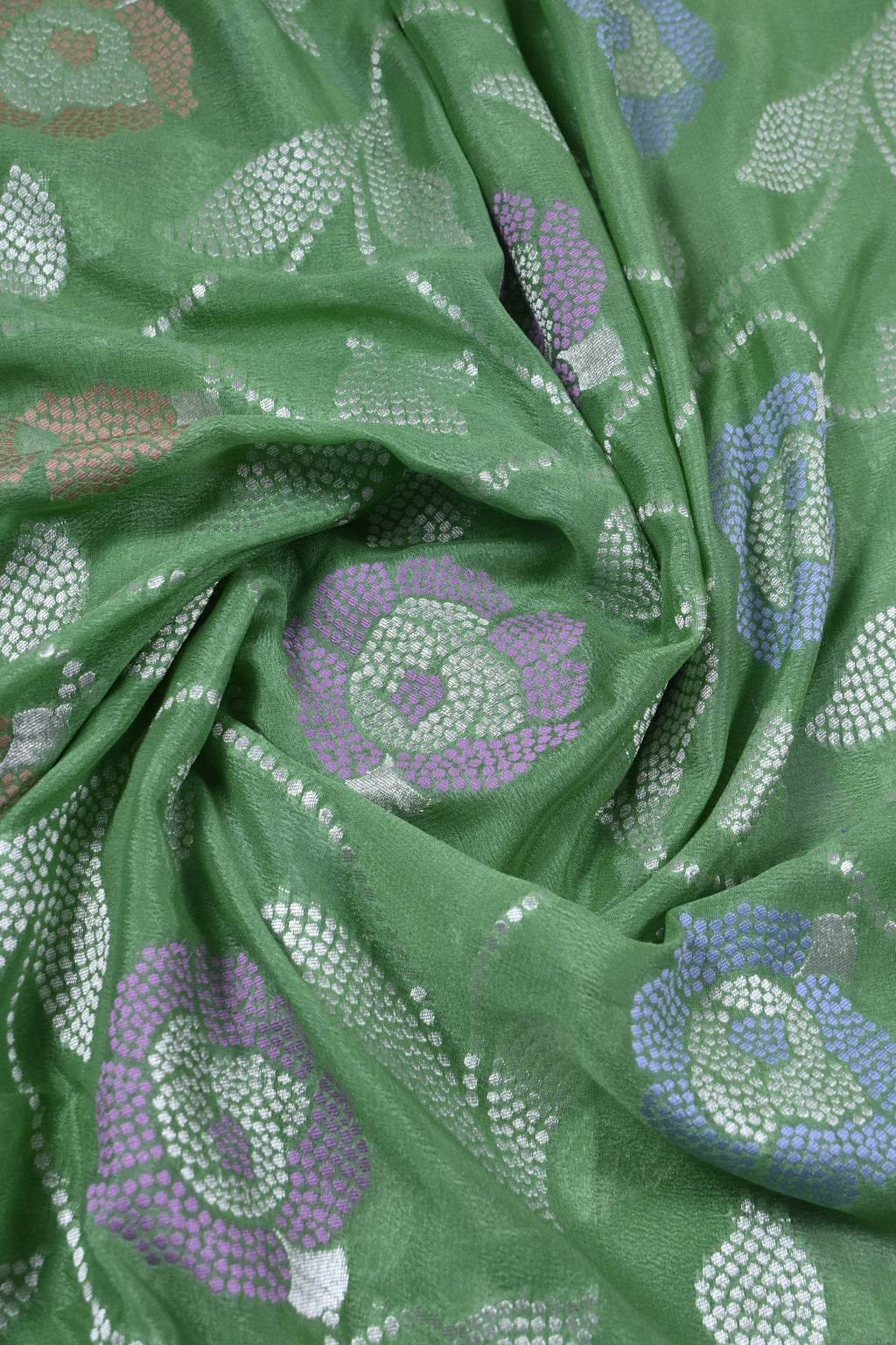 Green Pure Banarasi Khaddi Georgette Silk Saree