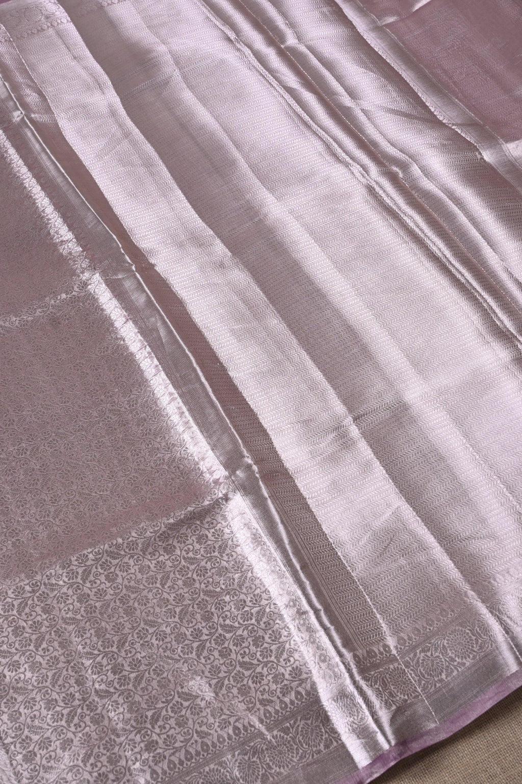 Baby Lilac Pure Banarasi Molten Tissue Silk Saree