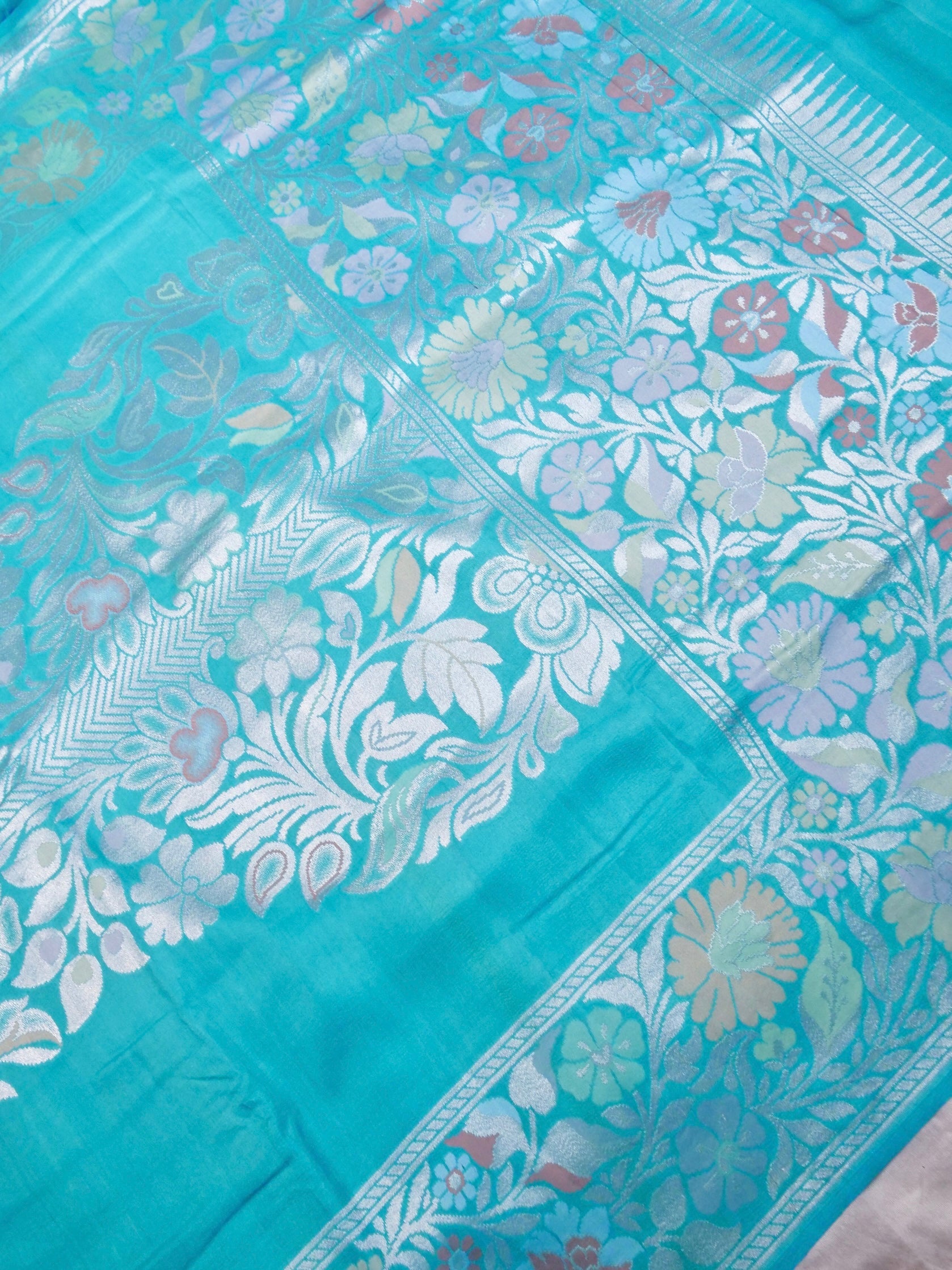 Handwoven Blue Banarasi Tussar Silk Saree