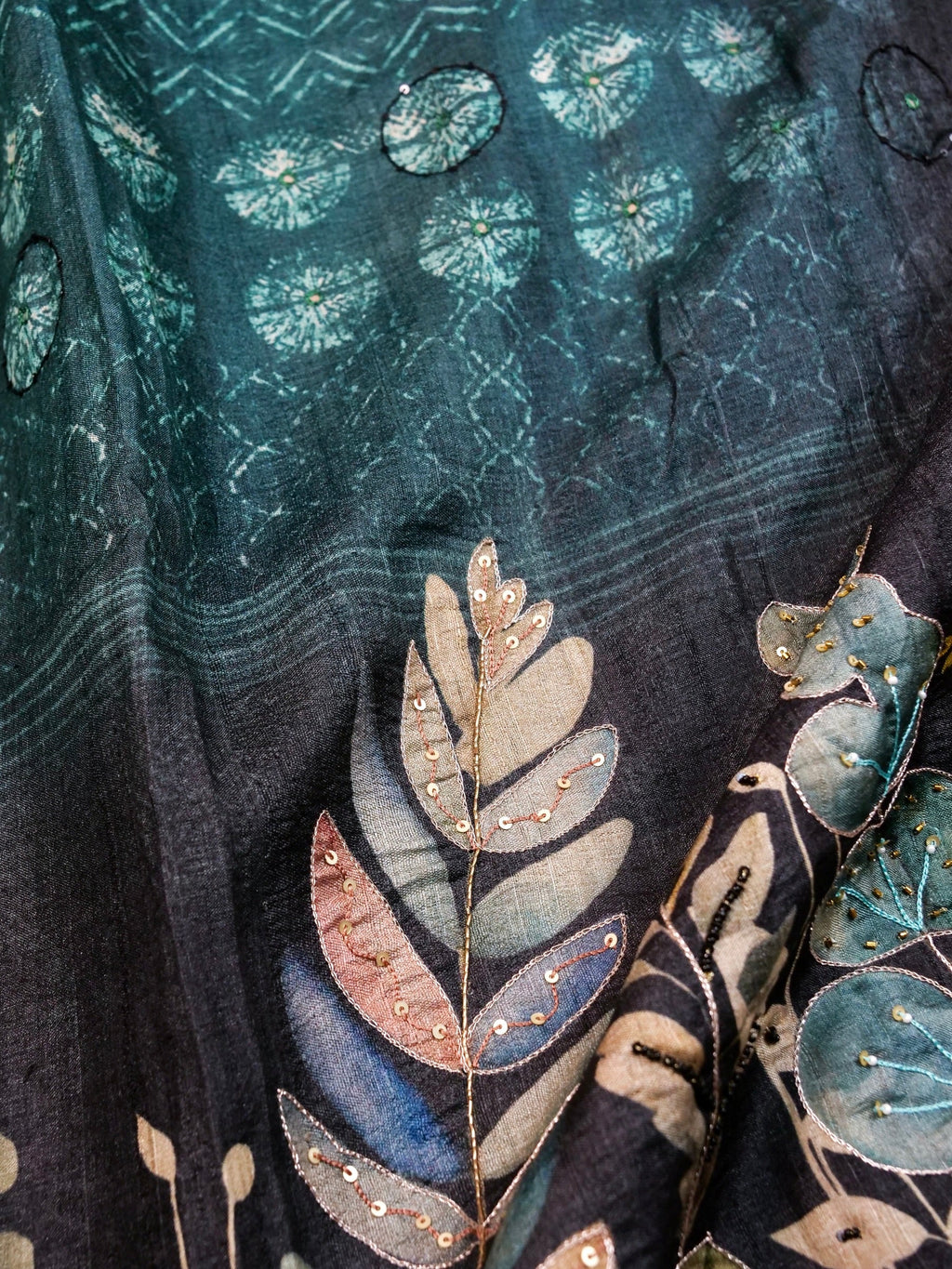 Handwoven Dark Blue Banarasi Tussar Silk Saree