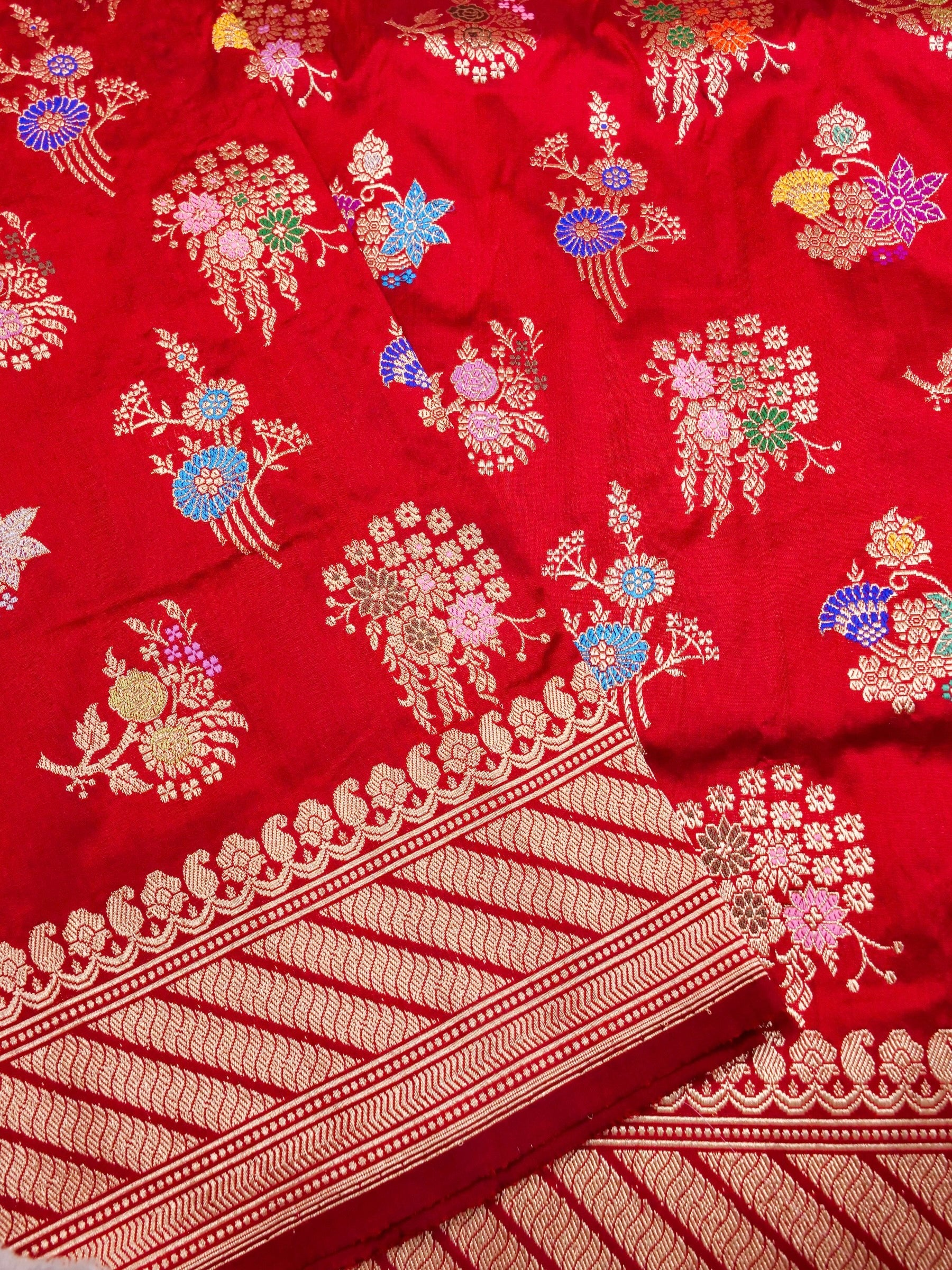 Handwoven Red Banarasi Katan Silk Saree