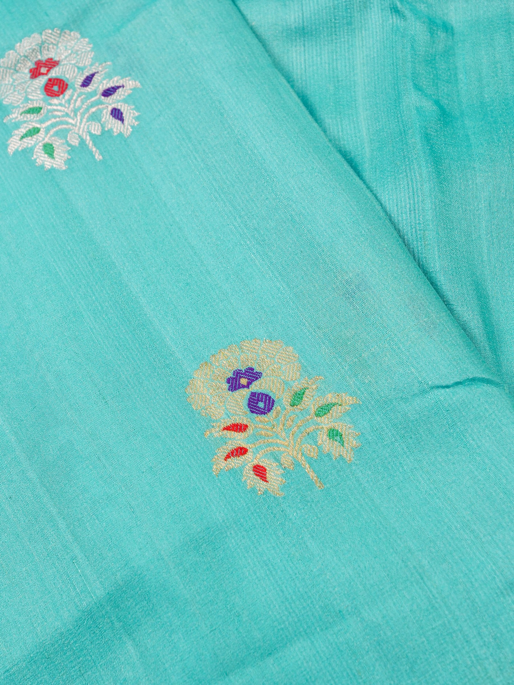 Handwoven Electric Blue Banarasi Desi Tussar Silk Saree