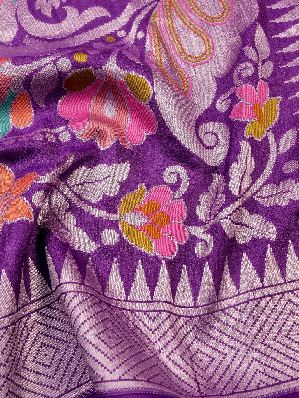 Handwoven Purple Banarasi Tusaar Silk Saree