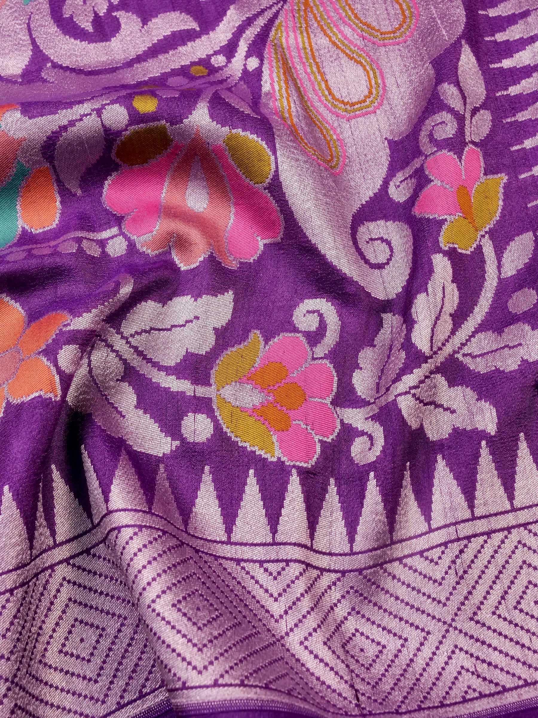 Handwoven Purple Banarasi Tusaar Silk Saree