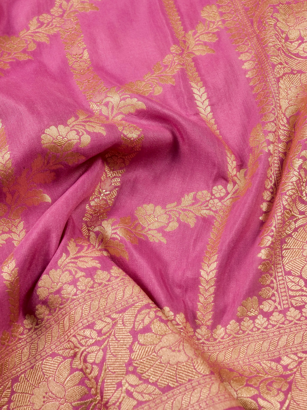 Handwoven Pink Banarasi Monga Silk Saree