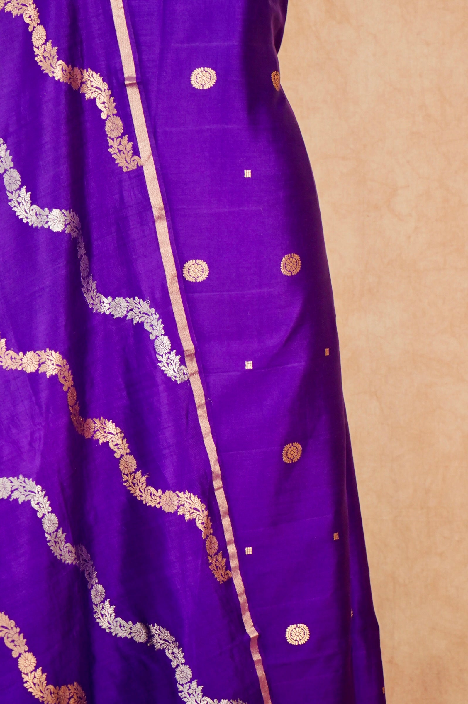 Handwoven Purple Banarasi Chiniya Silk Suit