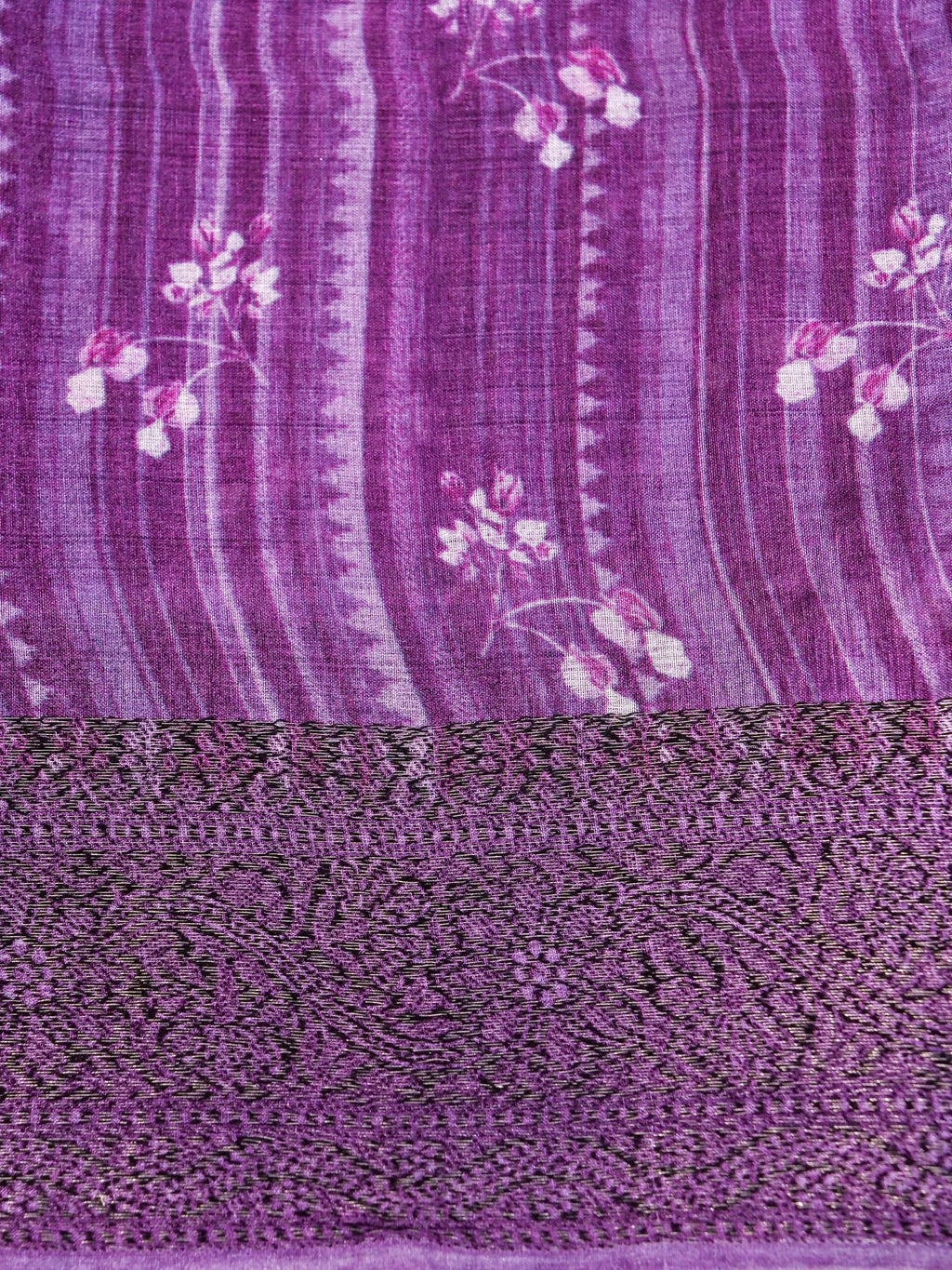 Handwoven Purple Banarasi Tussar Silk Saree