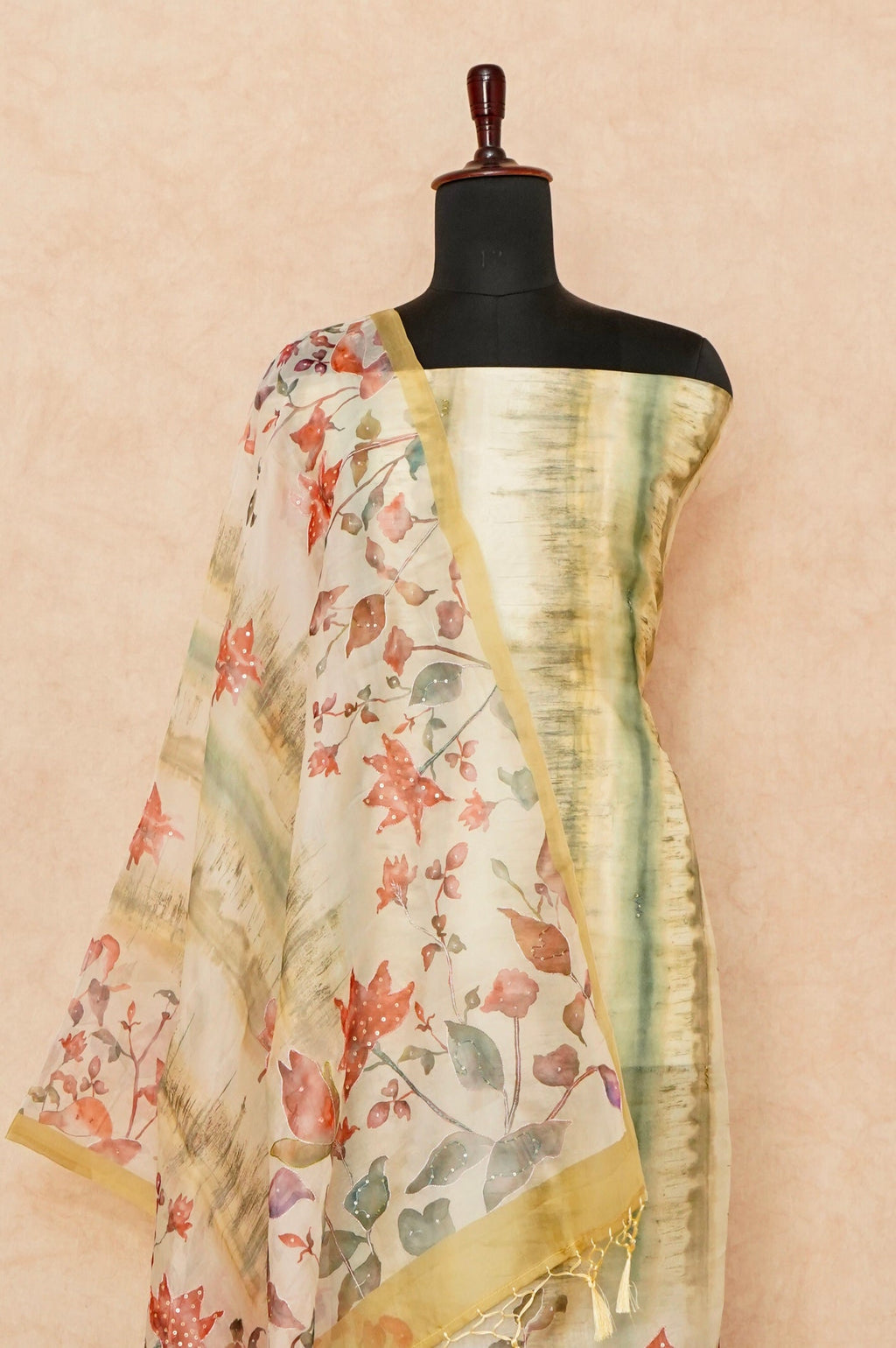 Handwoven Pastel Yellow Banarasi Organza Silk Suit