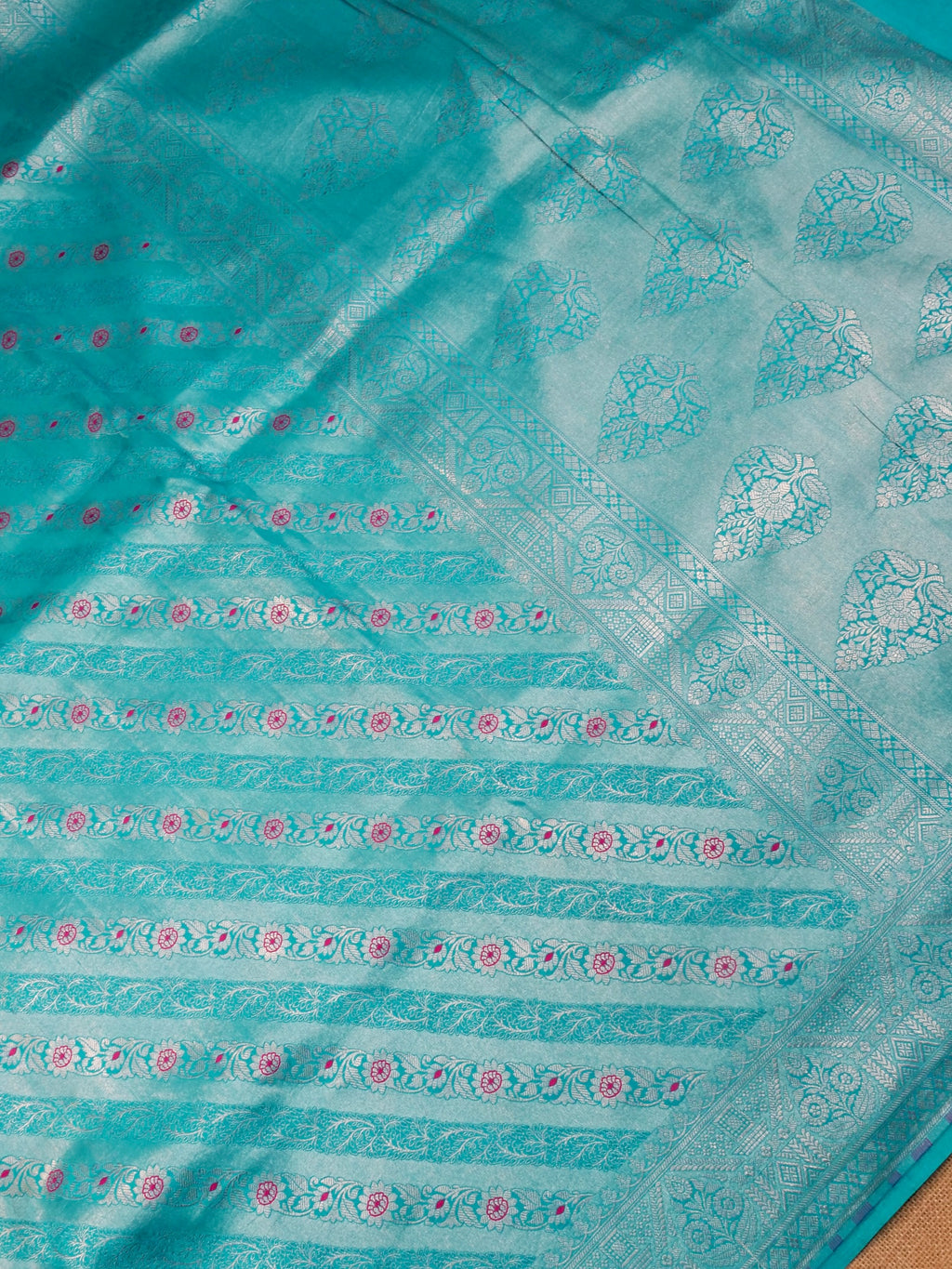 Handwoven Blue Banarasi Katan Soft Tissue Silk Saree