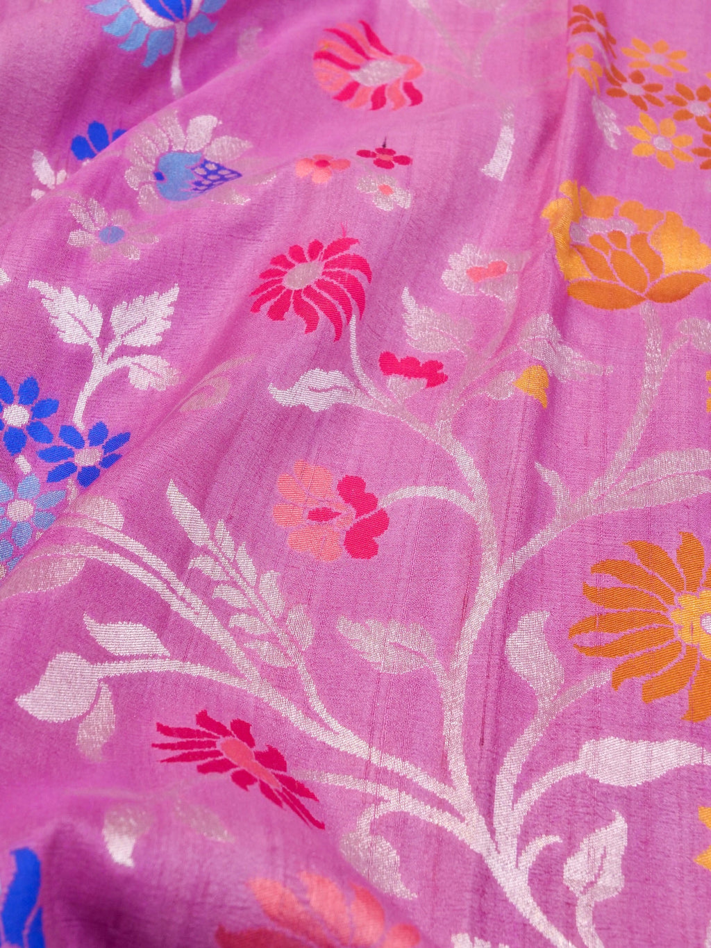 Handwoven Baby Pink Banarasi Tussar Silk Saree