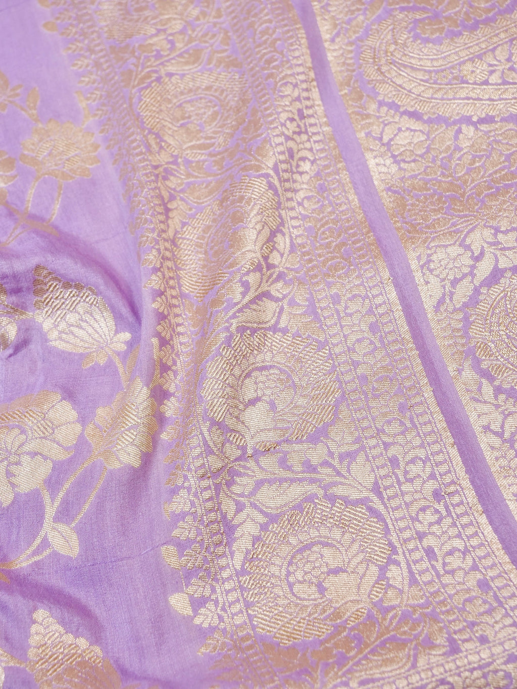 Handwoven Lavender Banarasi Monga Silk Saree