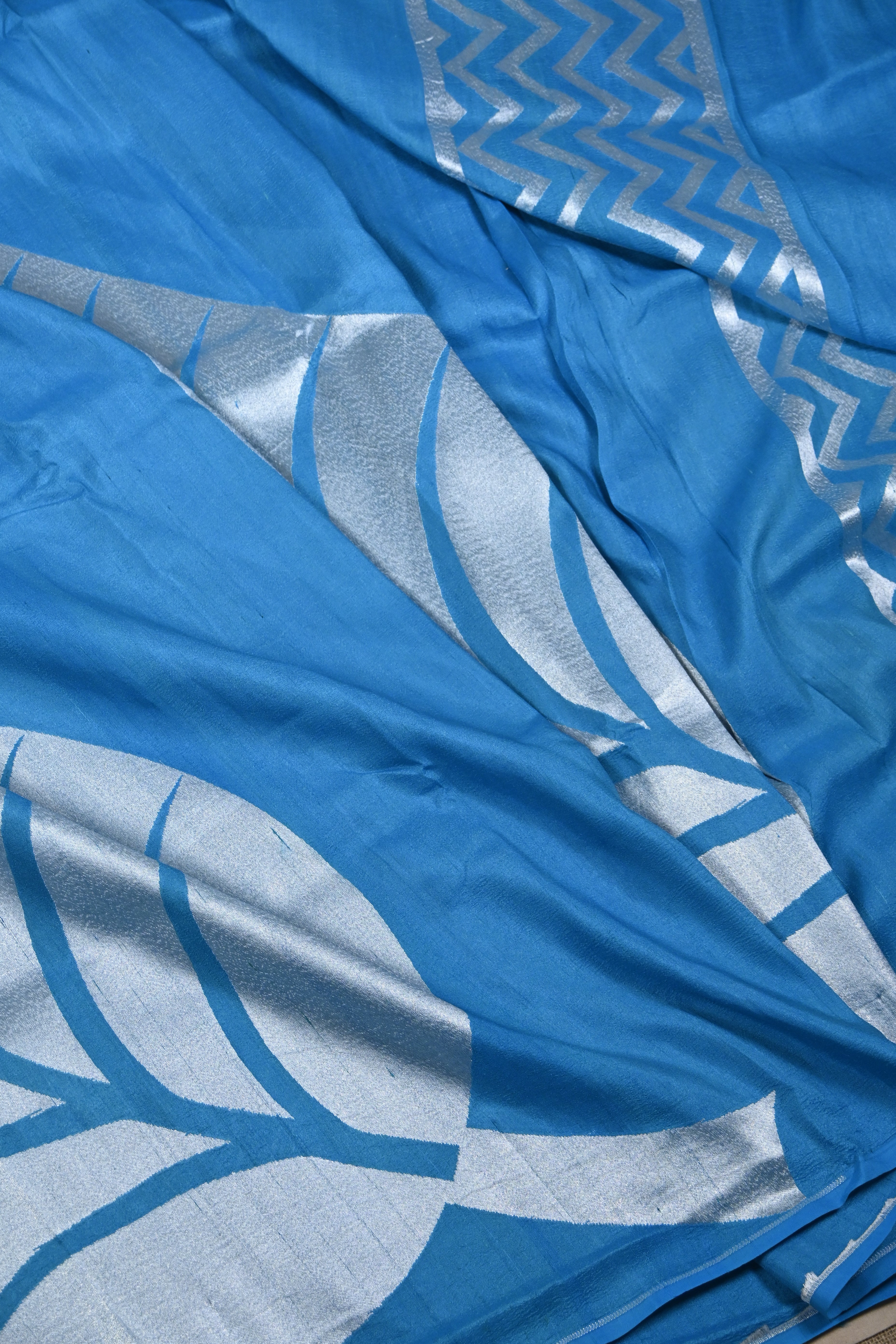 Mist Blue Pure Banarasi Tussar Georgette Saree