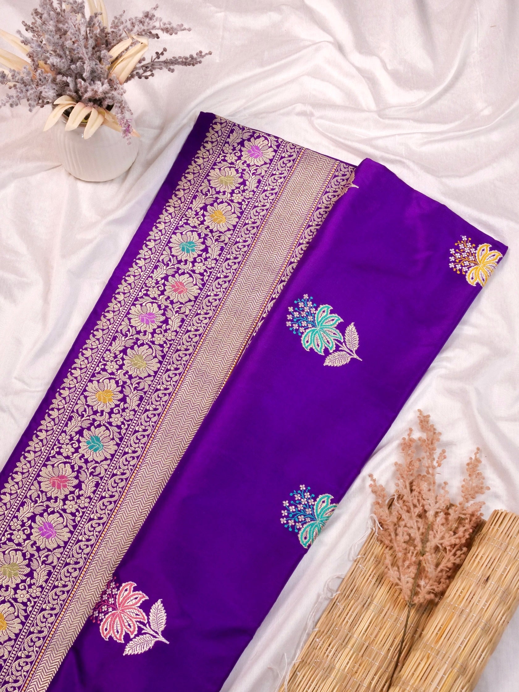 Handwoven Purple Banarasi Katan Silk Saree