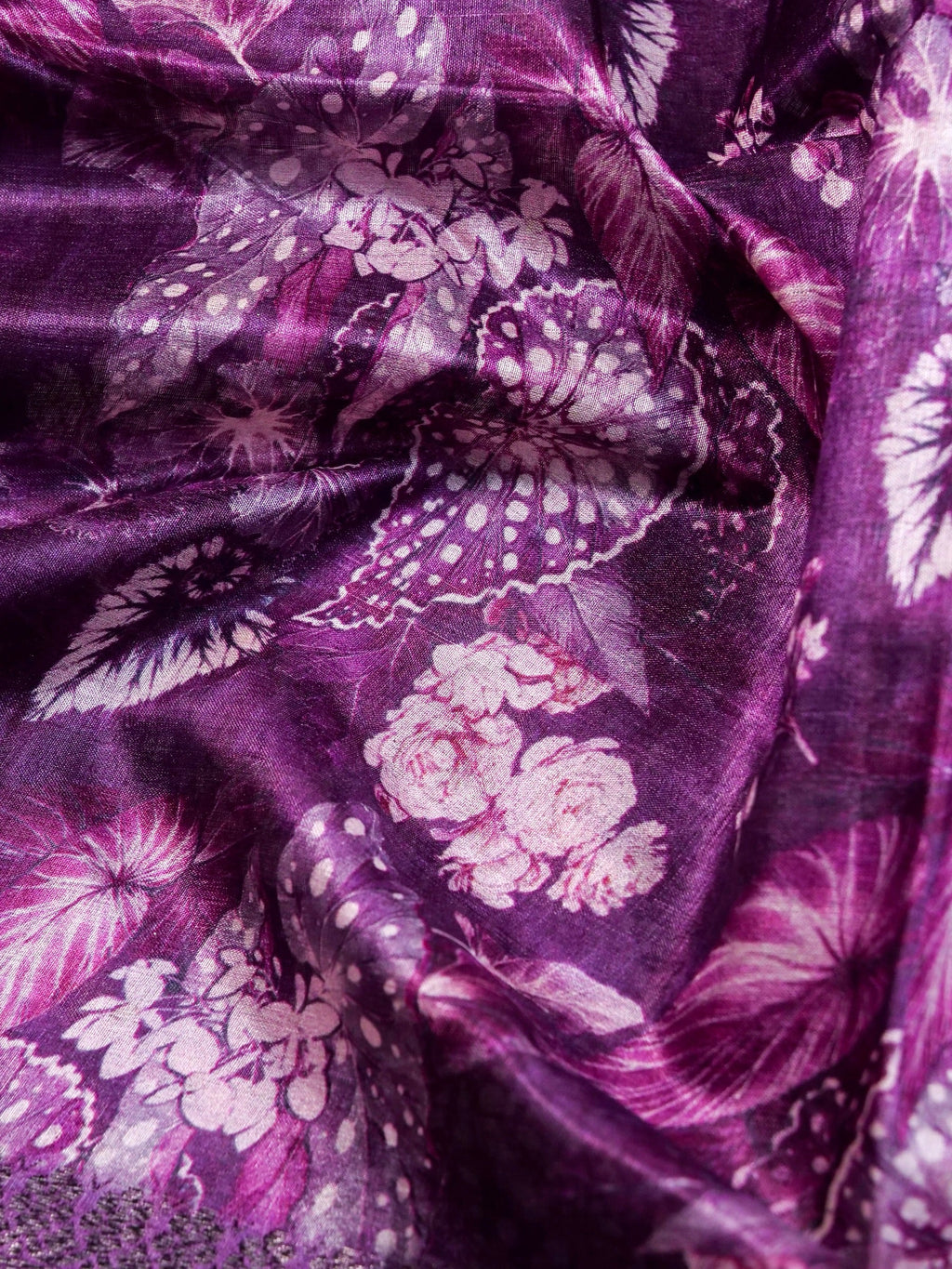 Handwoven Purple Banarasi Tussar Silk Saree