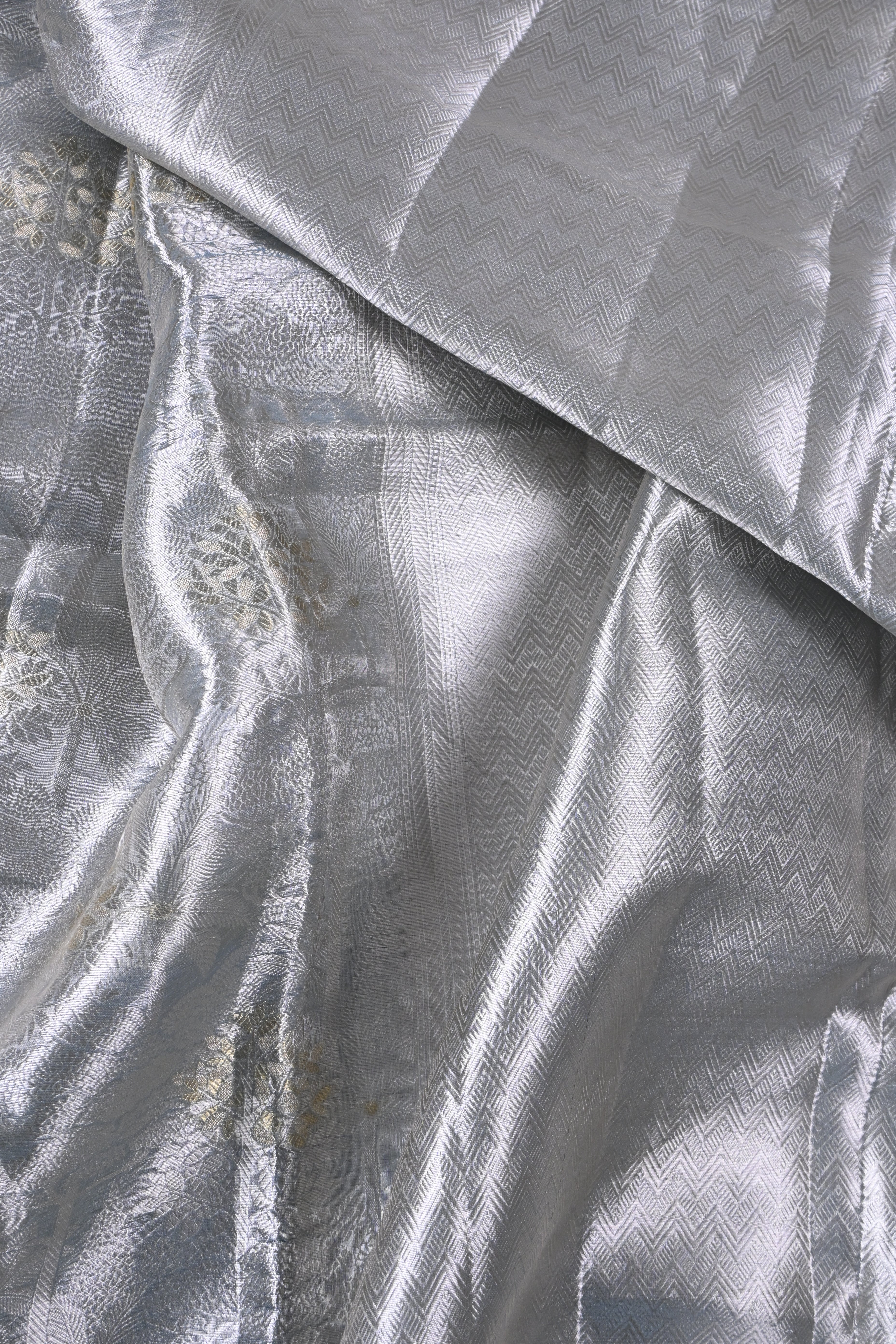 Baby Blue Pure Banarasi Molten Alfi Tissue Silk Saree