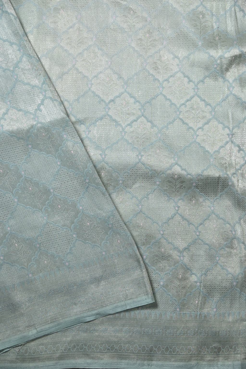 Water Blue Pure Banarasi Katan Tissue Silk Saree