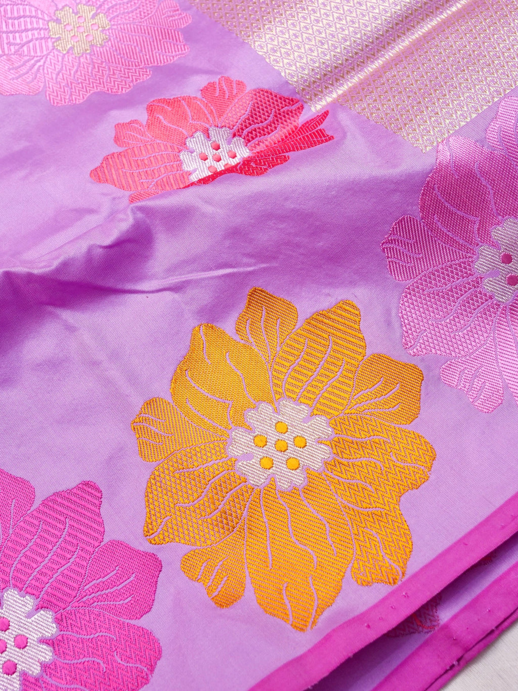 Handwoven Lavender Banarasi Katan Silk Saree