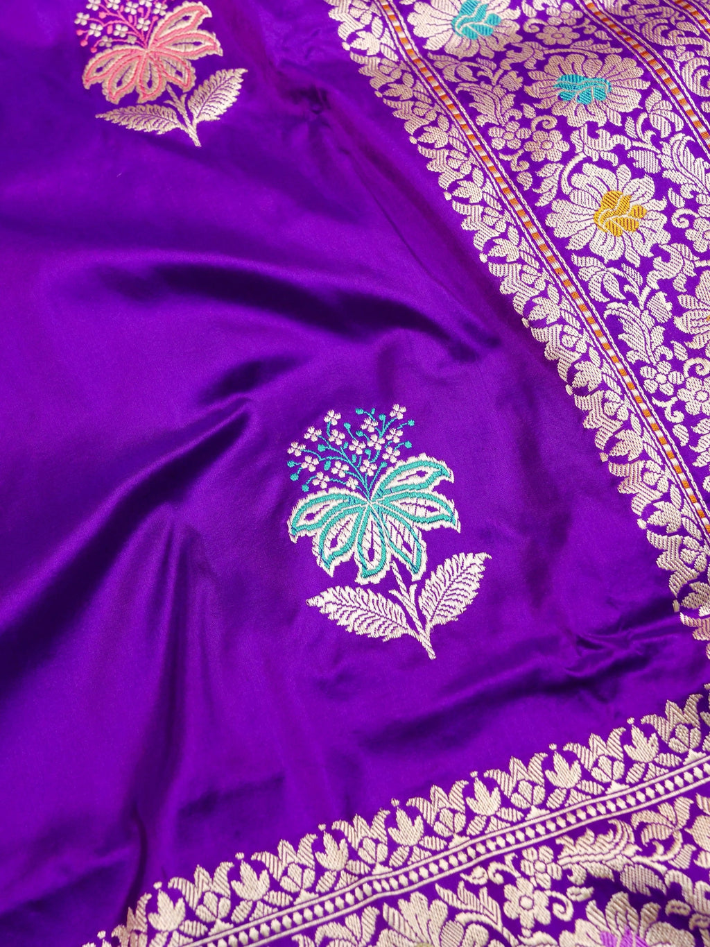 Handwoven Purple Banarasi Katan Silk Saree