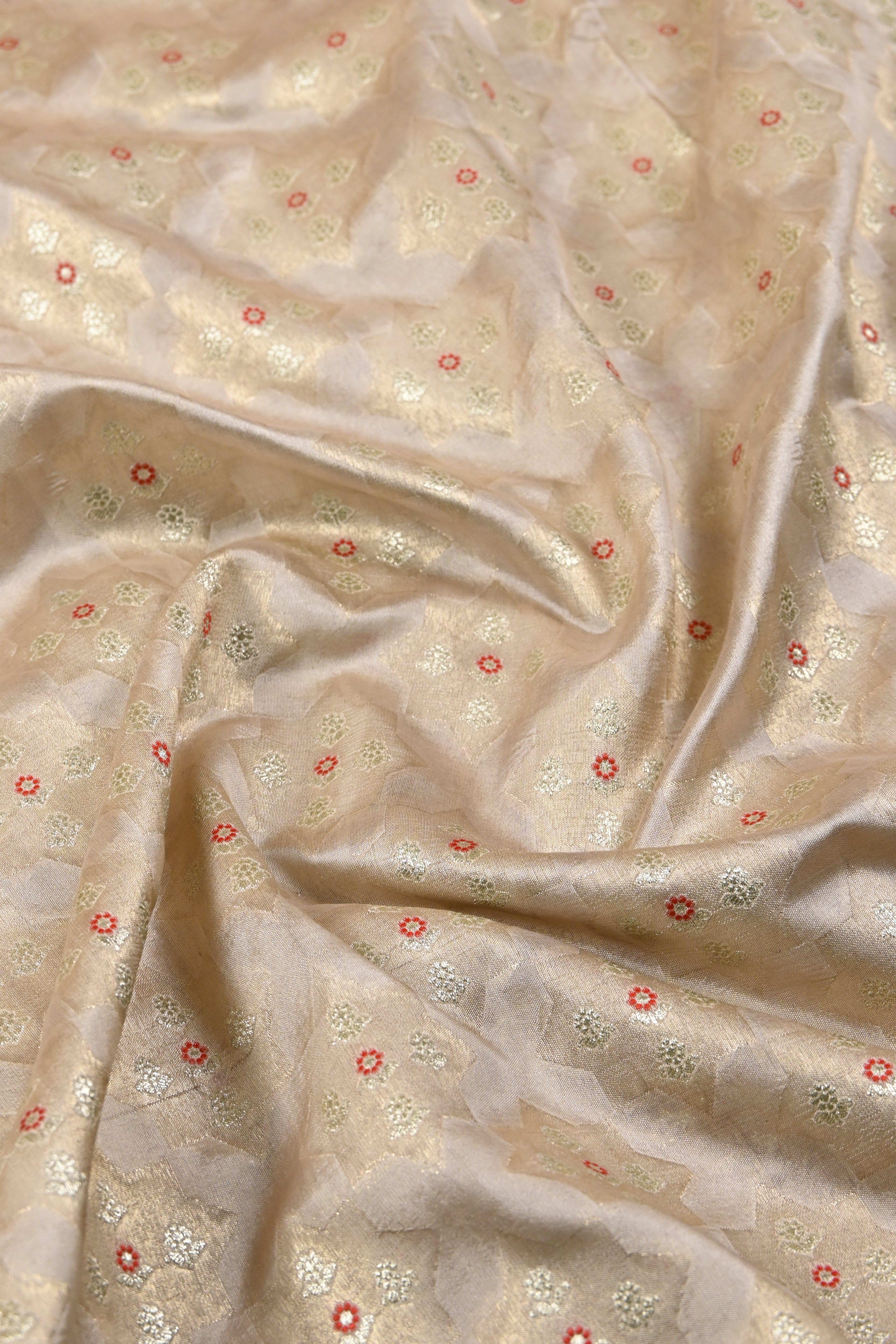 Beige Pure Banarasi Katan Silk Saree