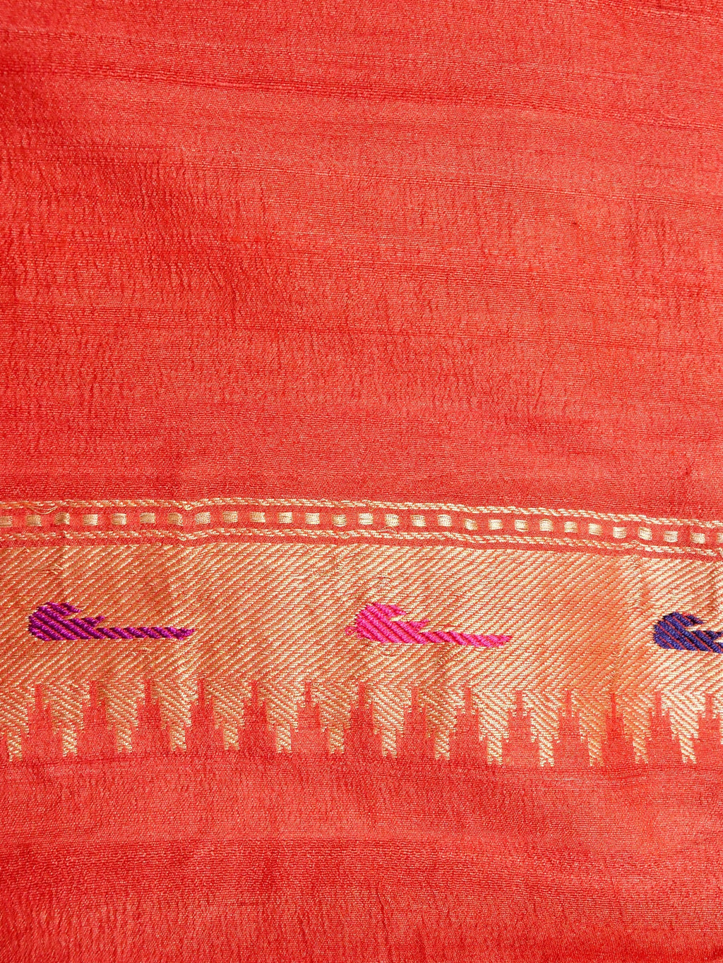Handwoven Red Banarasi Tussar Silk Saree