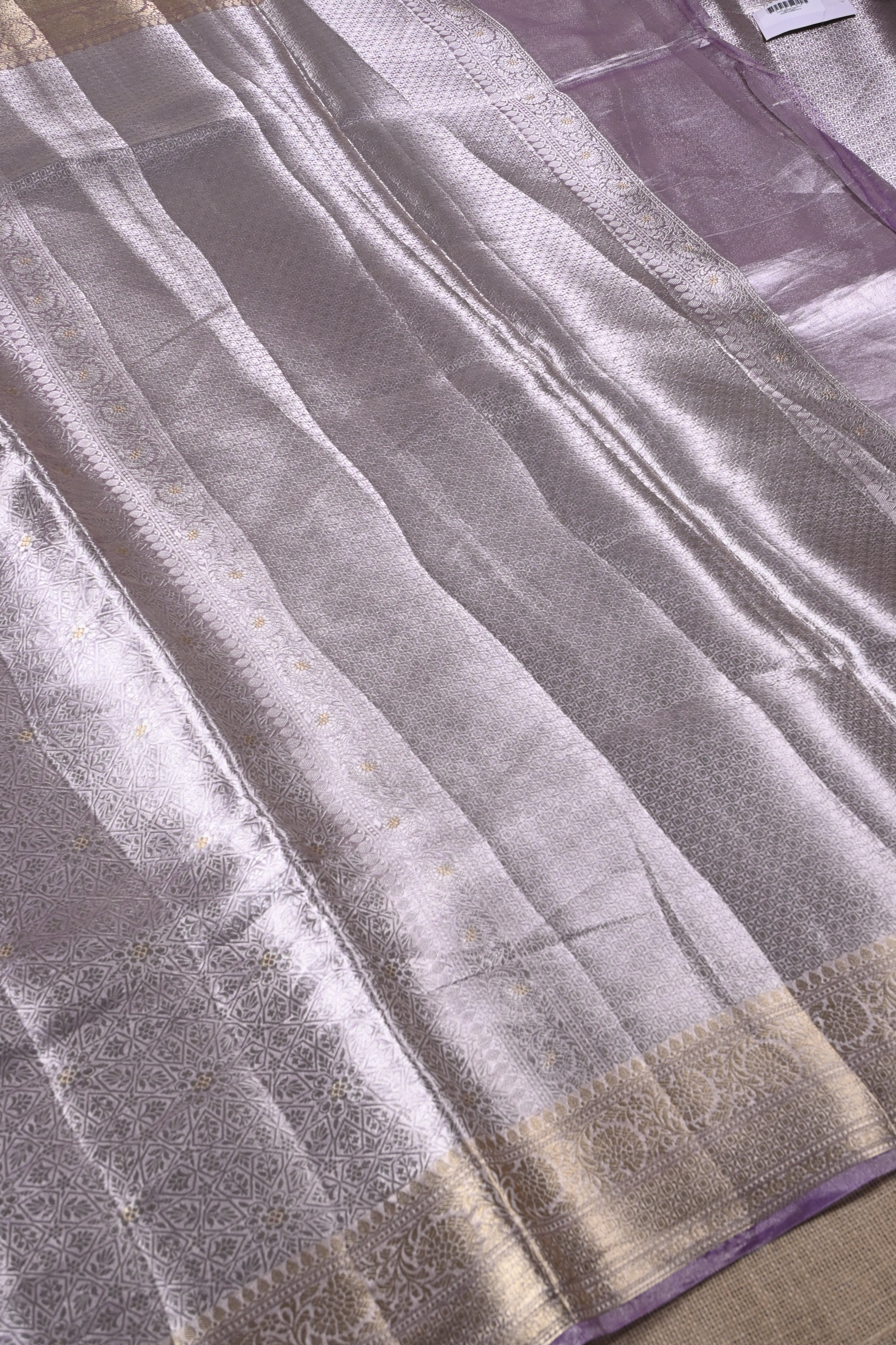 Baby Purple Pure Banarasi Molten Alfi Tissue Silk Saree