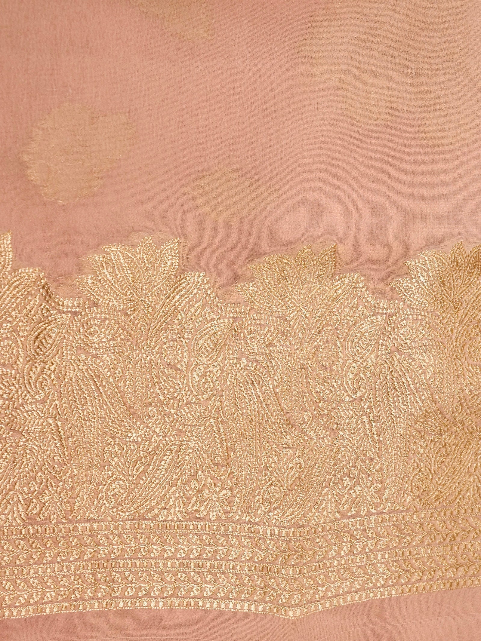 Handwoven Beige Banarasi Khaddi Silk Saree