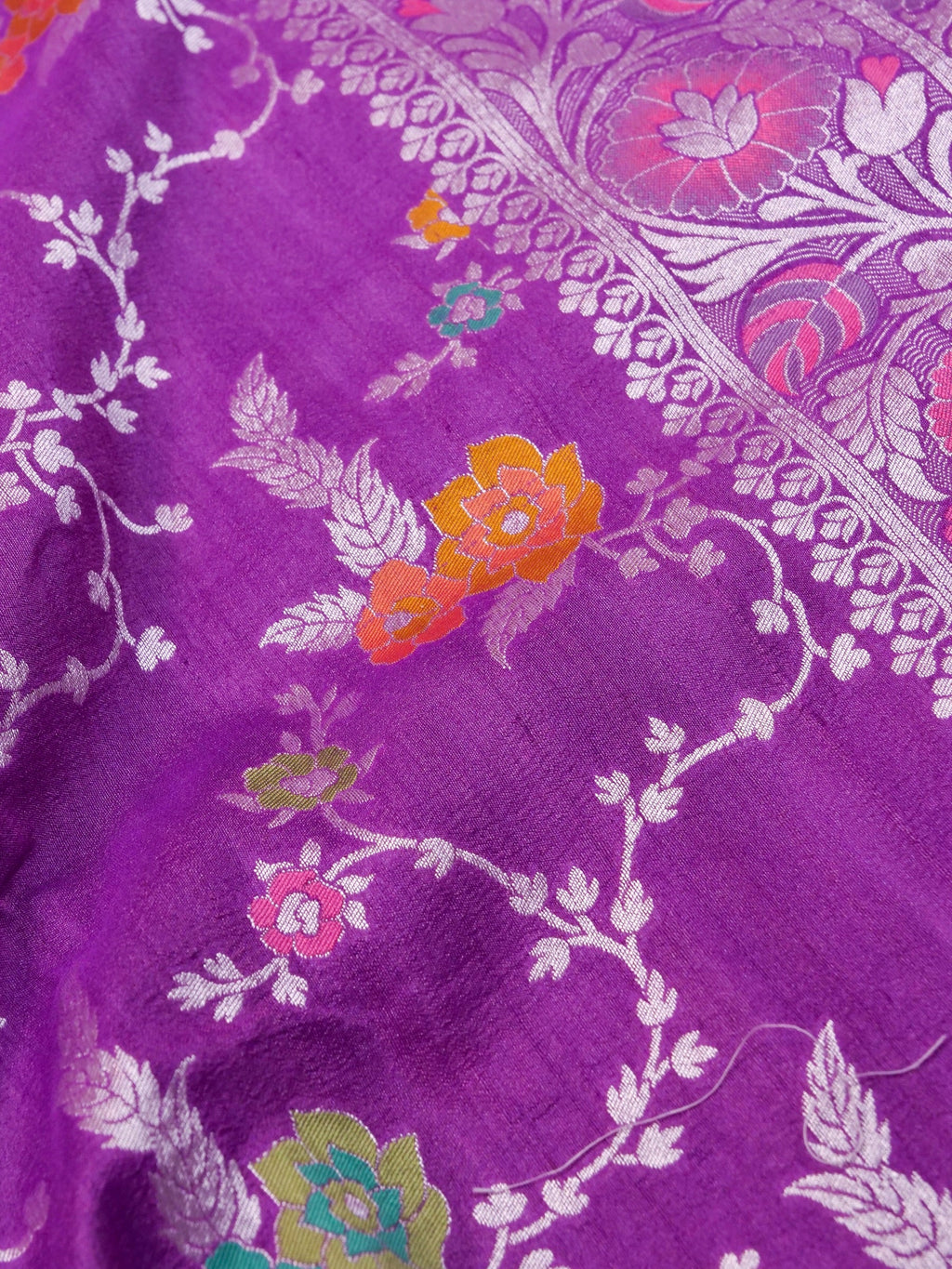 Handwoven Purple Banarasi Tussar Silk Saree