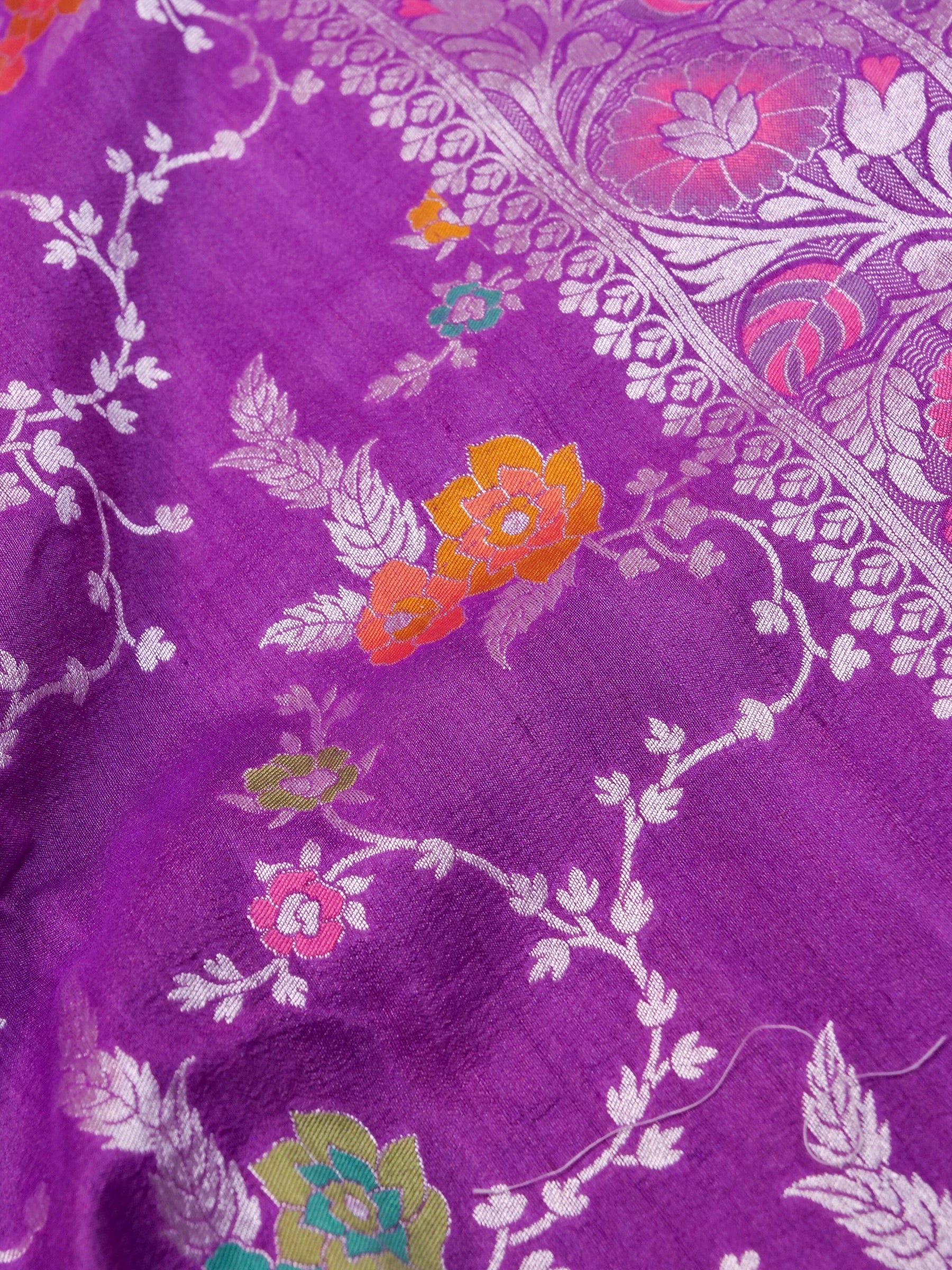 Handwoven Purple Banarasi Tussar Silk Saree