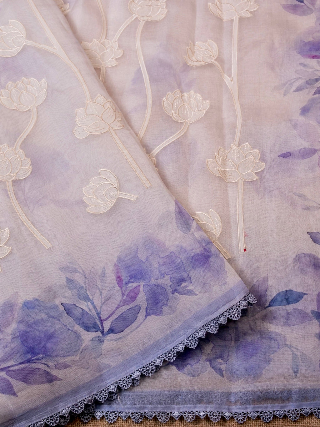 Handwoven White Banarasi Organza Silk Saree