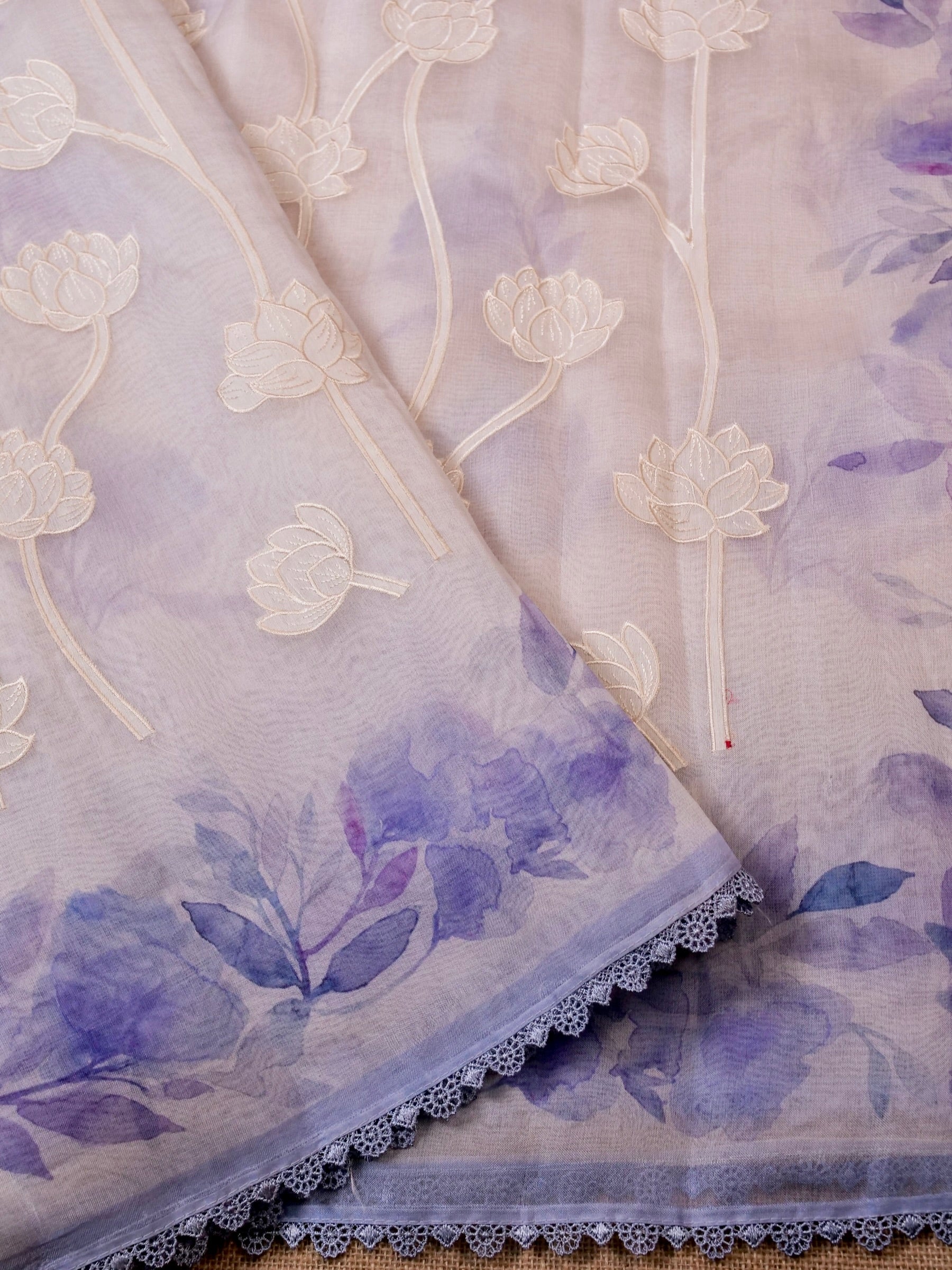 Handwoven White Banarasi Organza Silk Saree