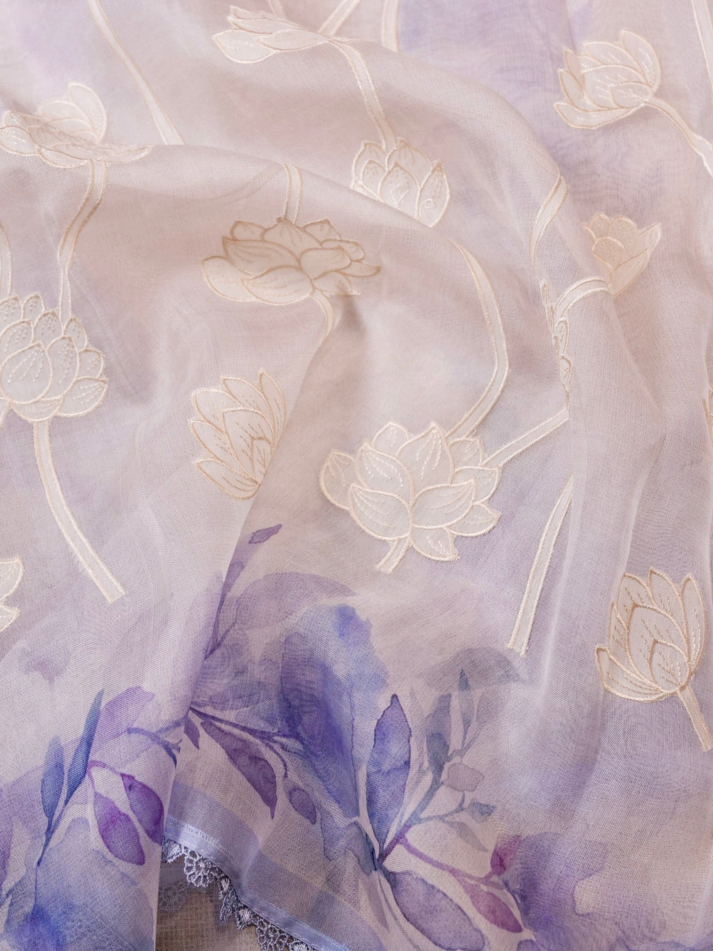 Handwoven White Banarasi Organza Silk Saree