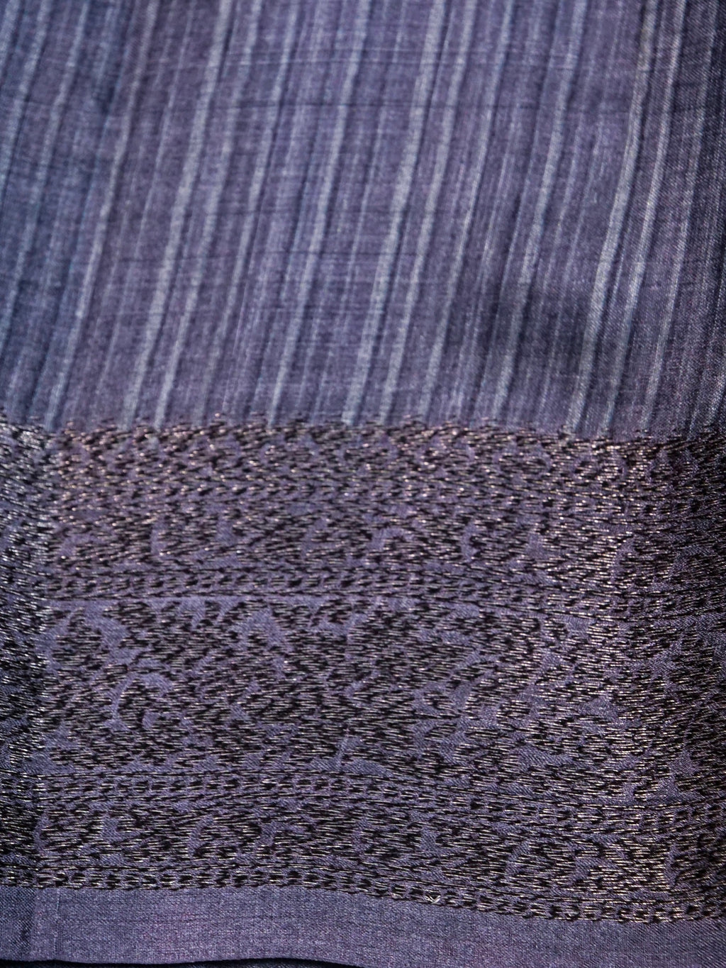 Handwoven Greyish Blue Banarasi Tussar Silk Saree