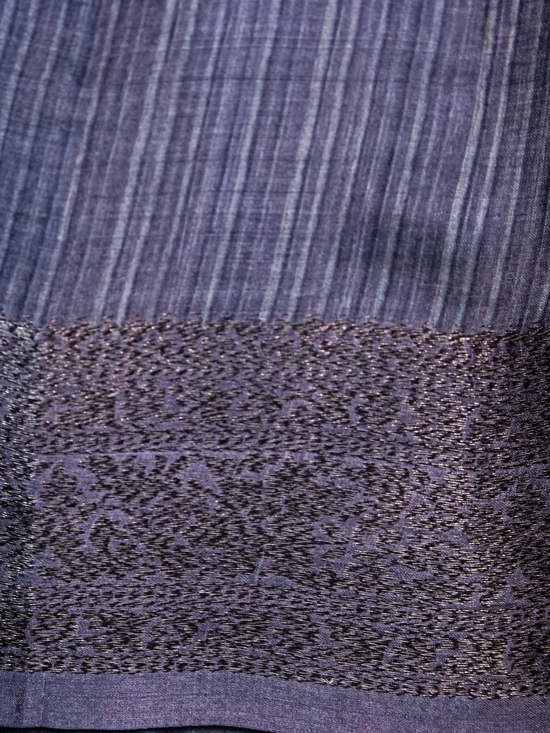 Handwoven Greyish Blue Banarasi Tussar Silk Saree