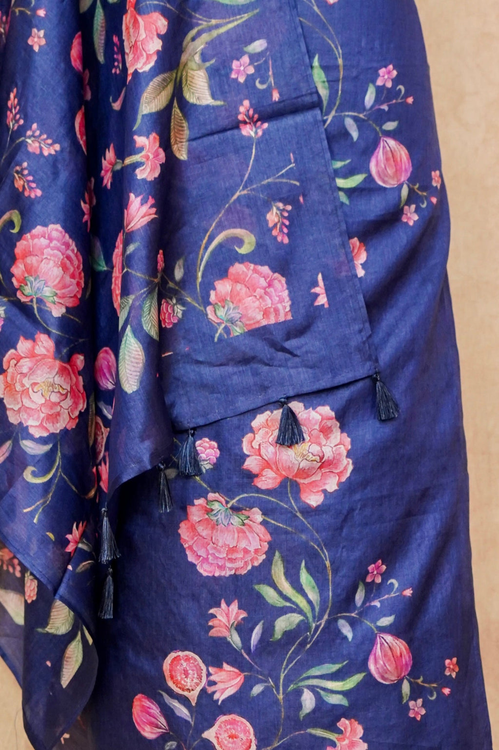 Handwoven Navy Blue Banarasi Tussar Silk Suit