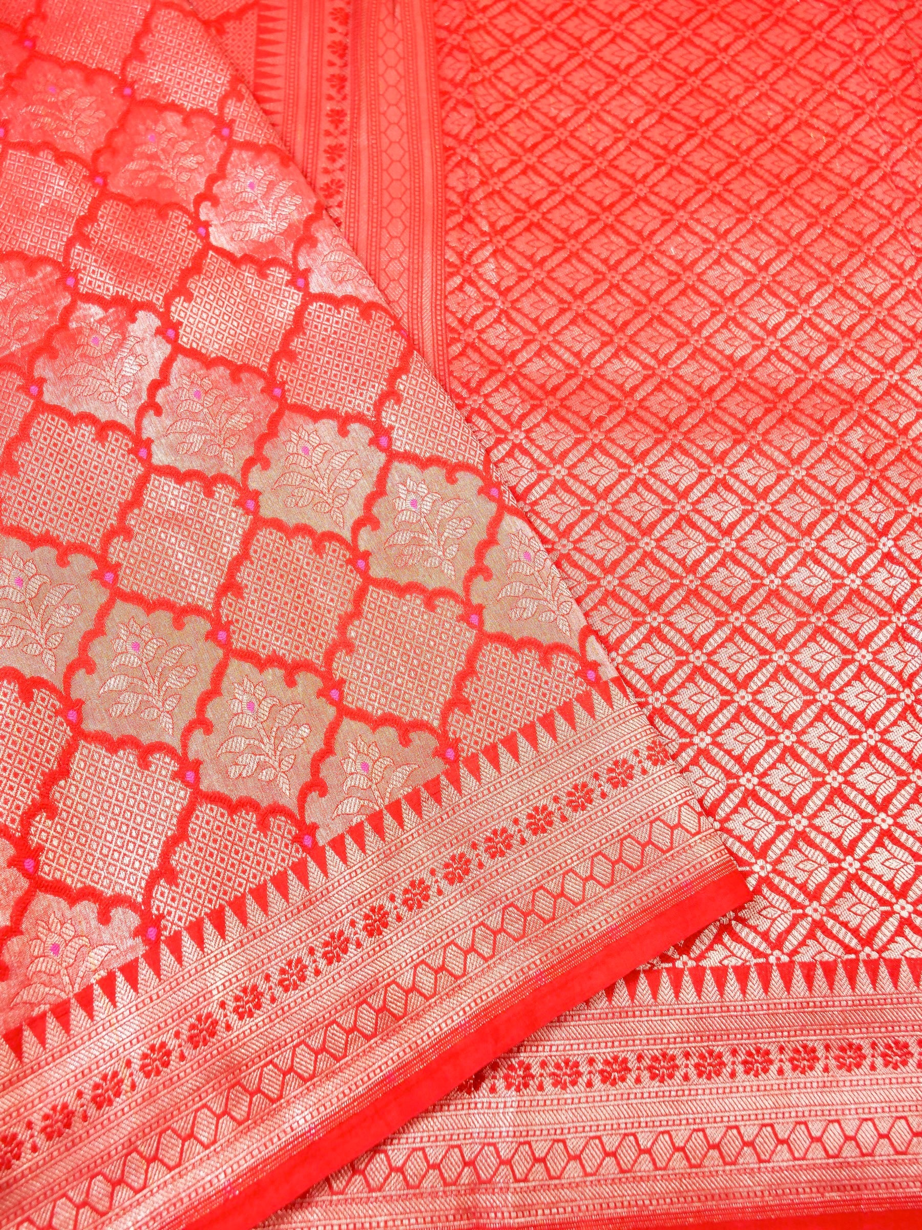 Handwoven Red Banarasi Katan Silk Saree