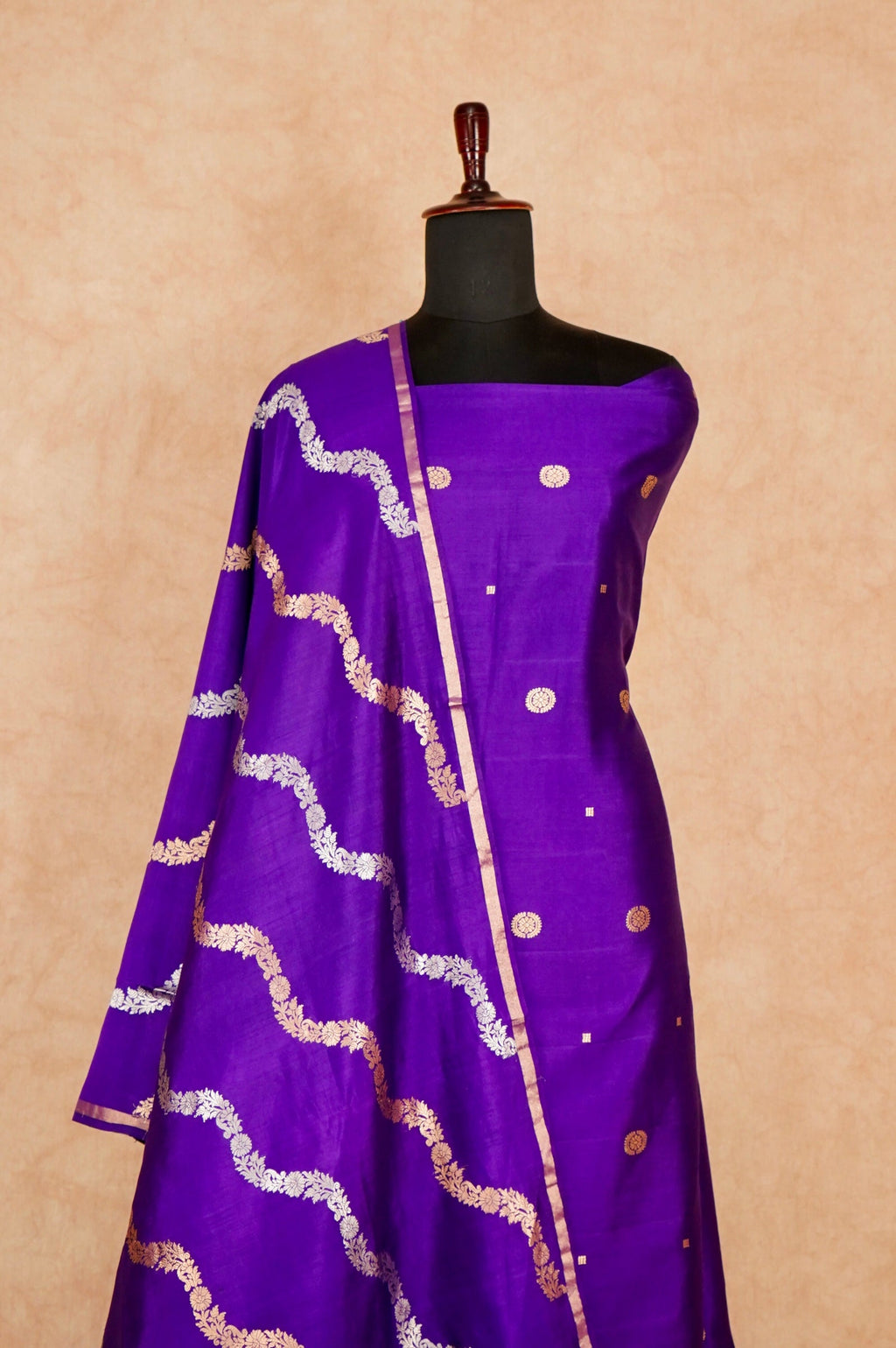 Handwoven Purple Banarasi Chiniya Silk Suit