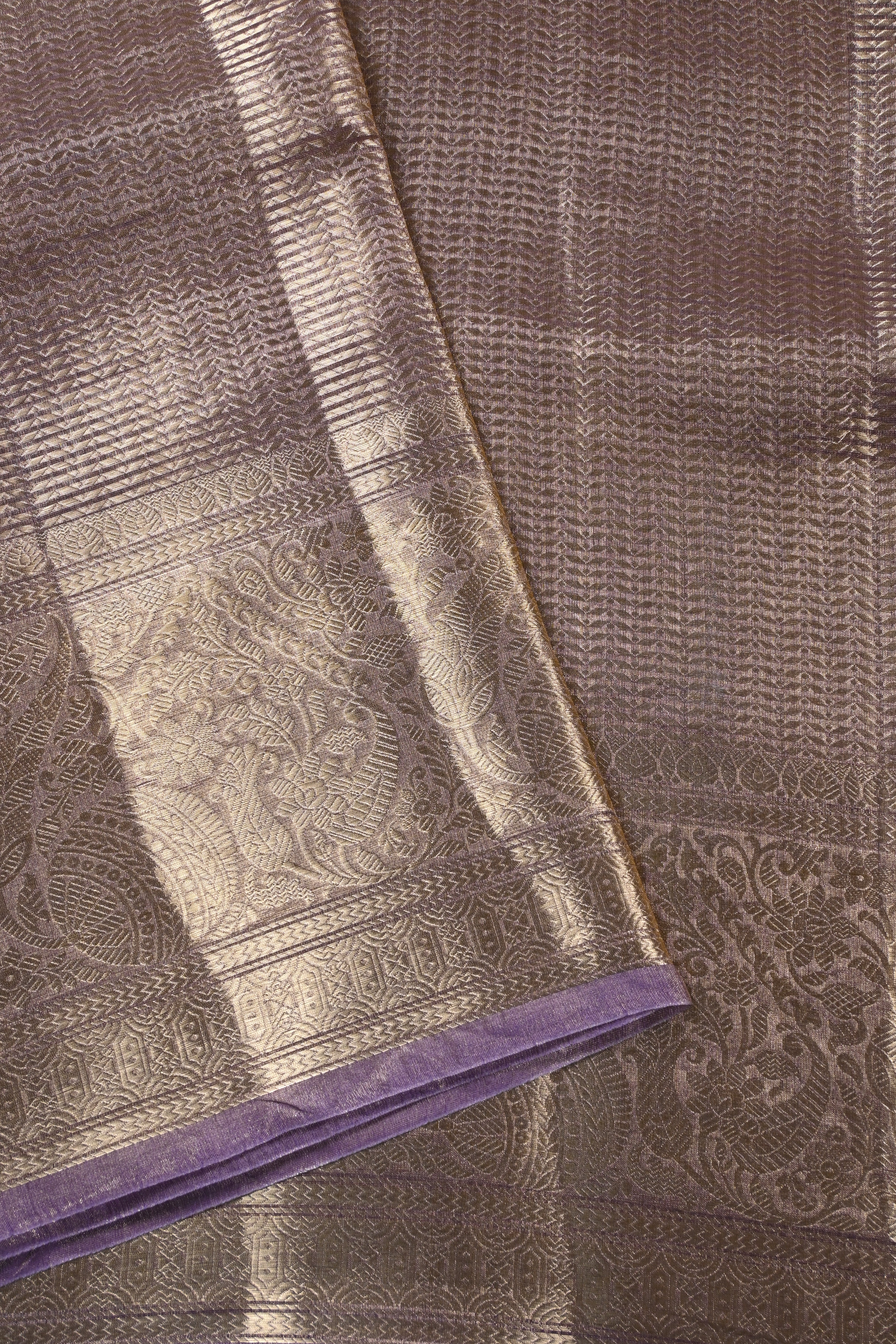 Baby Purple Pure Banarasi Molten Tissue Silk Saree