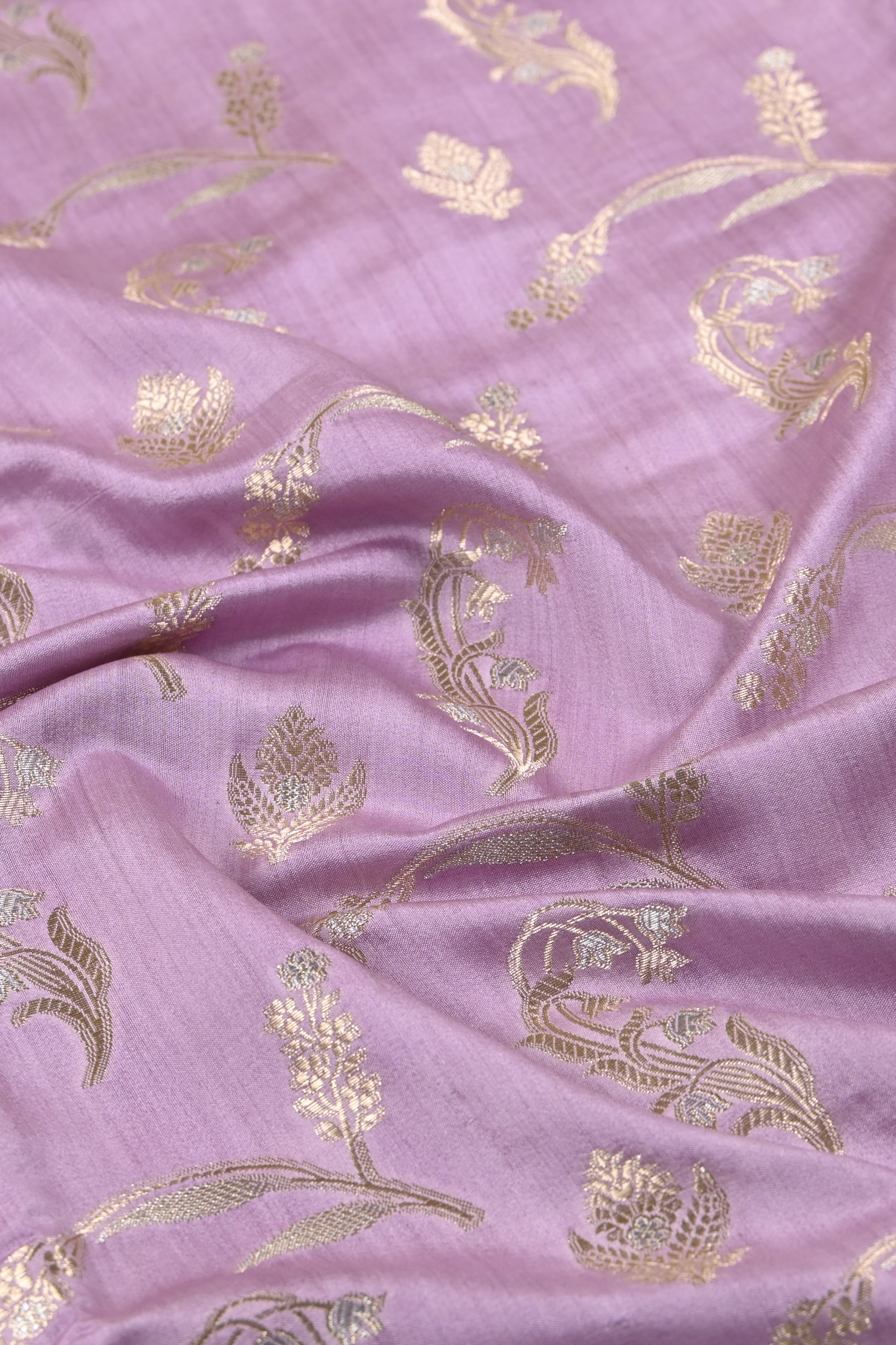 Lilac Pure Banarasi Moonga Silk Saree