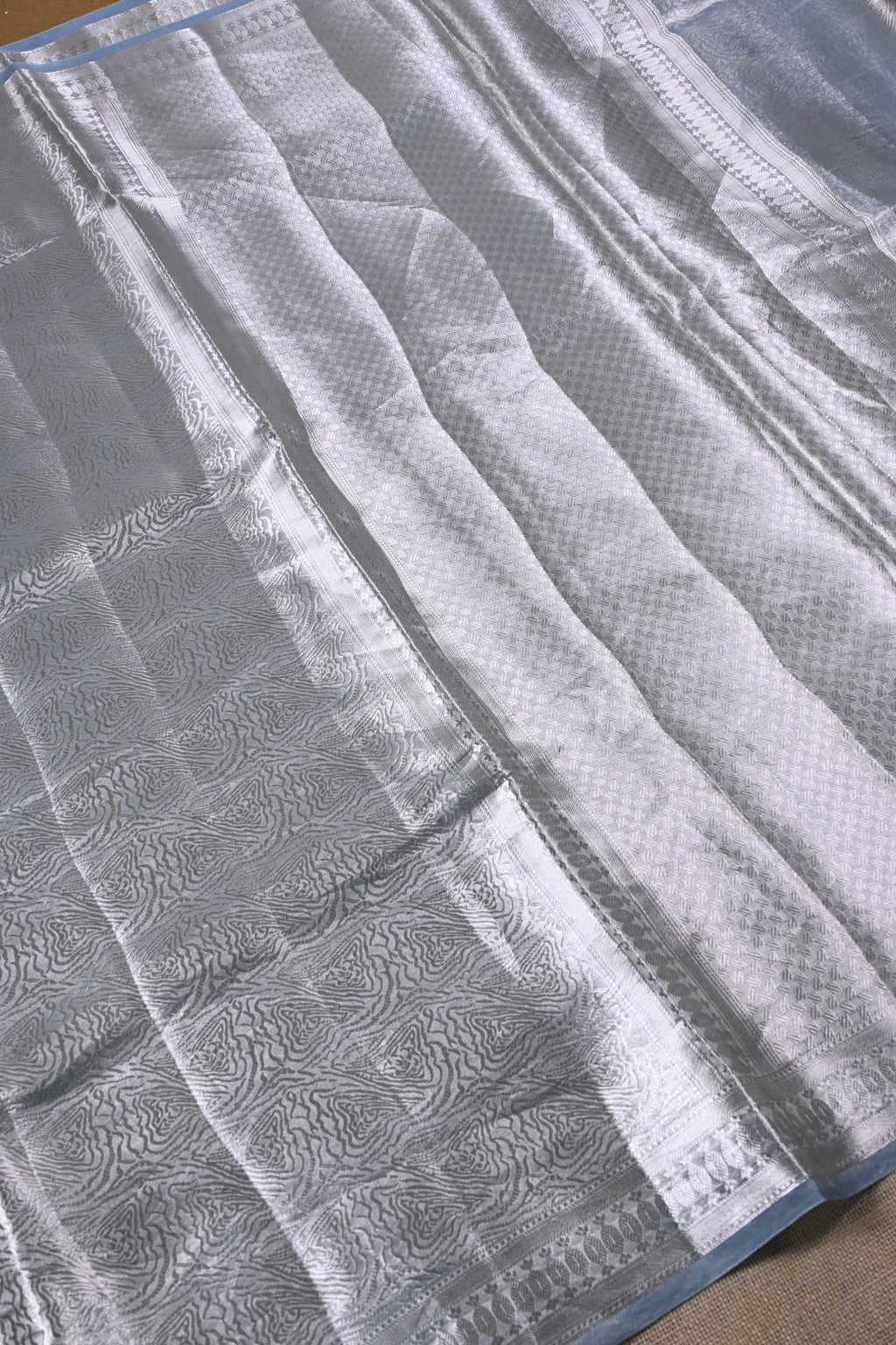 Baby Blue Pure Banarasi Molten Tissue Silk Saree