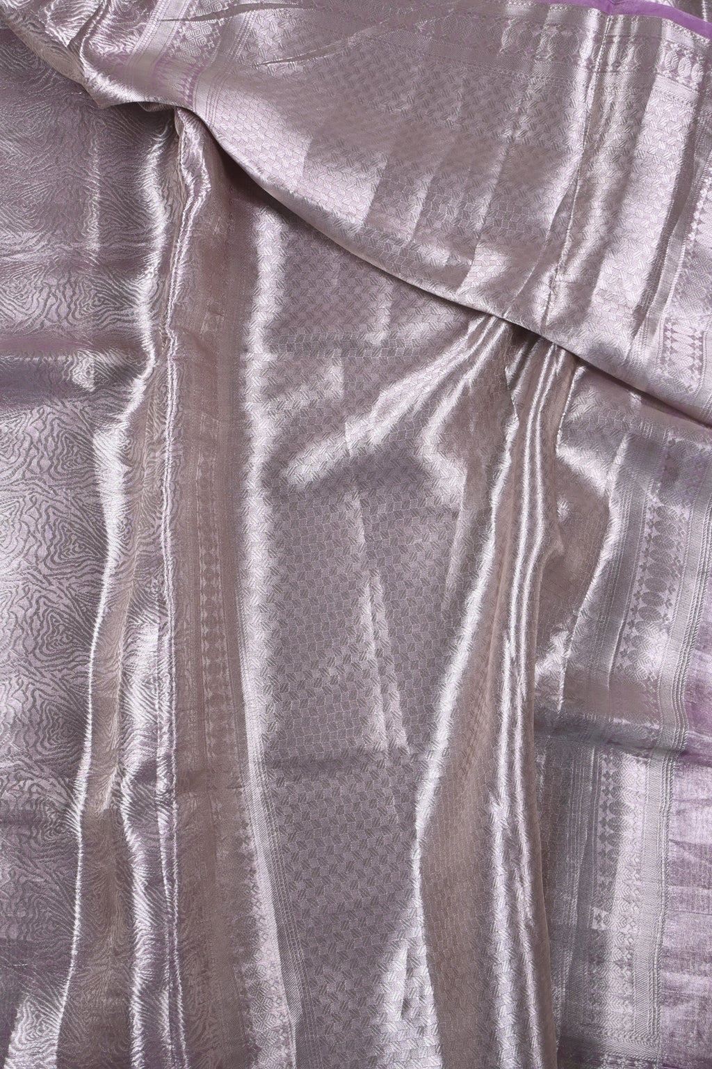 Baby Lilac Pure Banarasi Molten Tissue Silk Saree