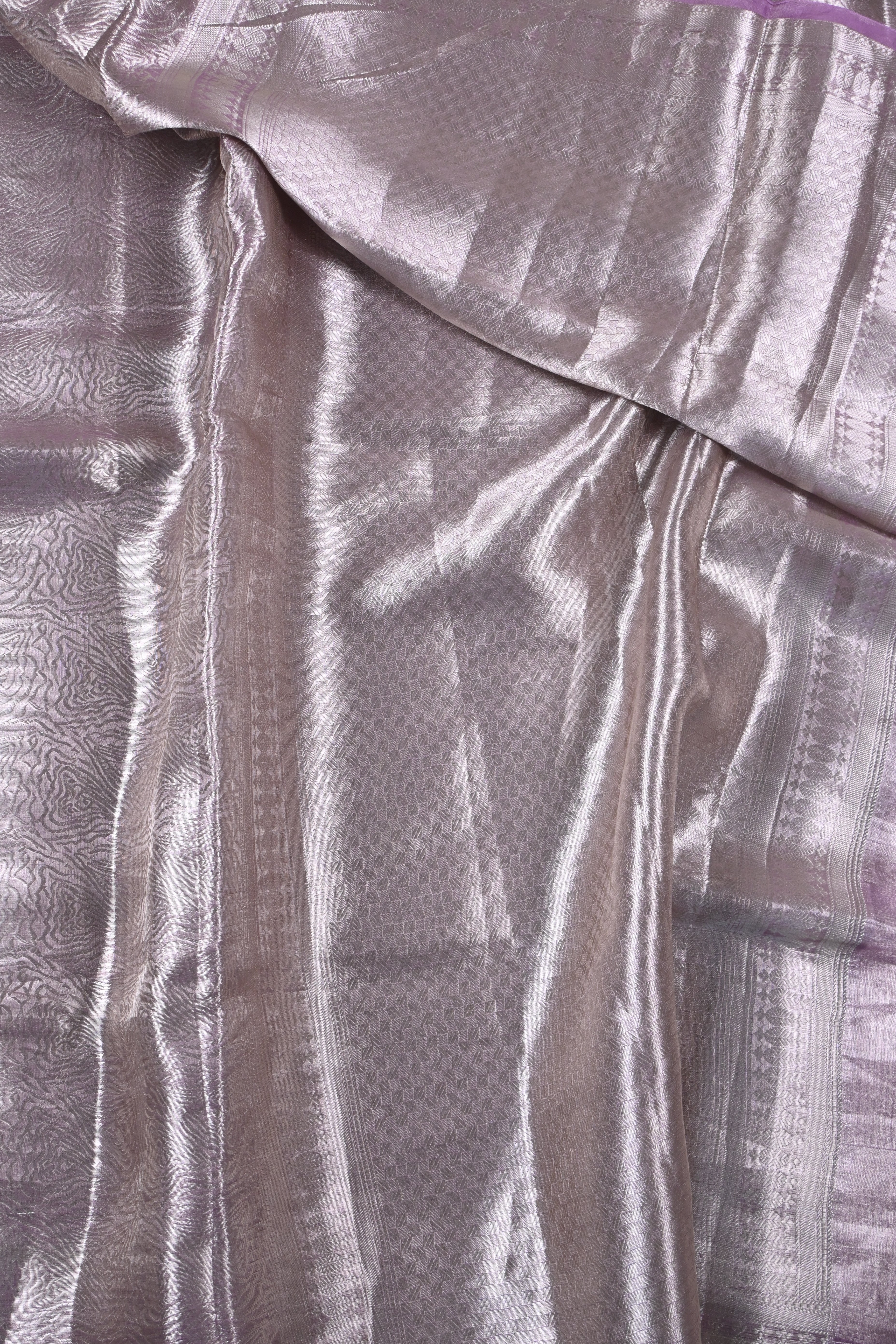 Baby Lilac Pure Banarasi Molten Tissue Silk Saree