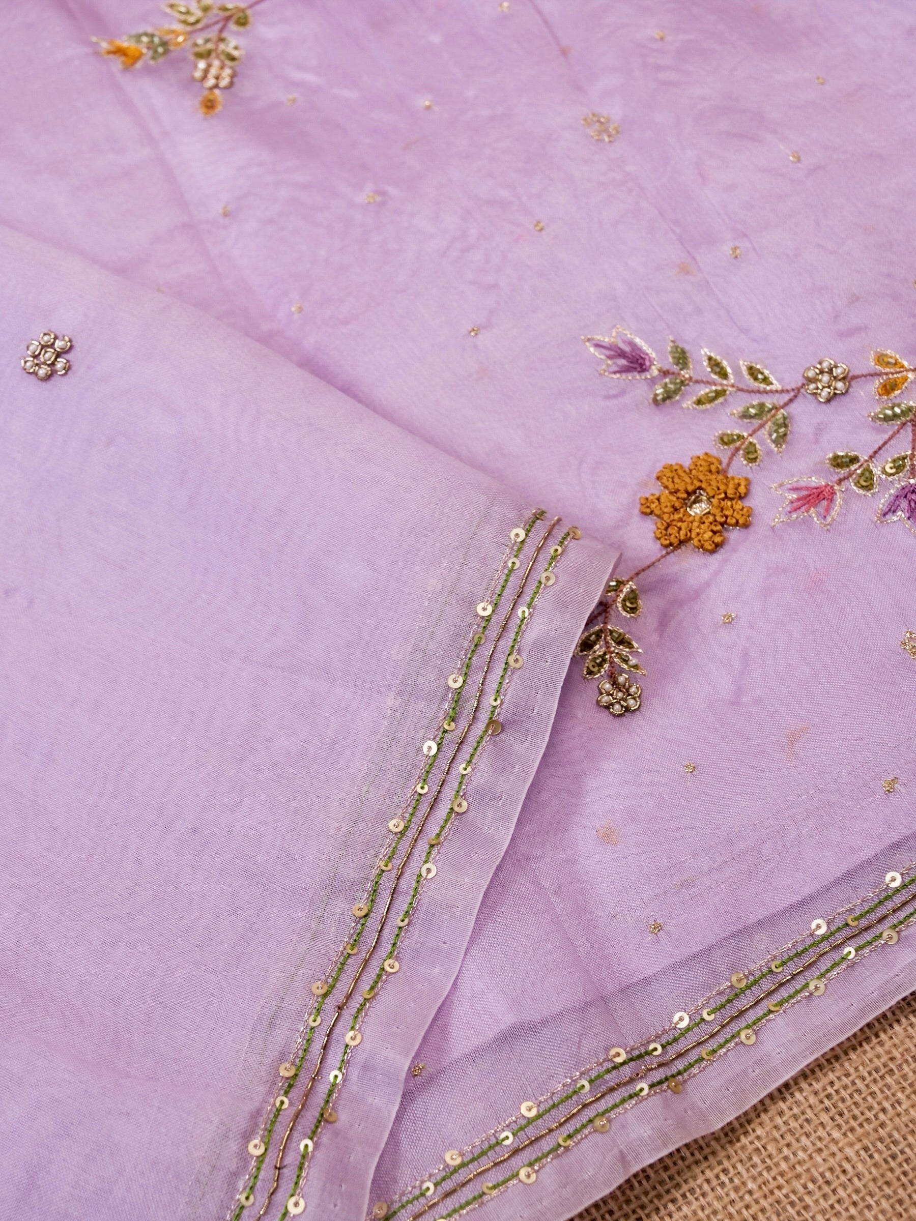 Handwoven Lavender Banarasi Organza Silk Saree