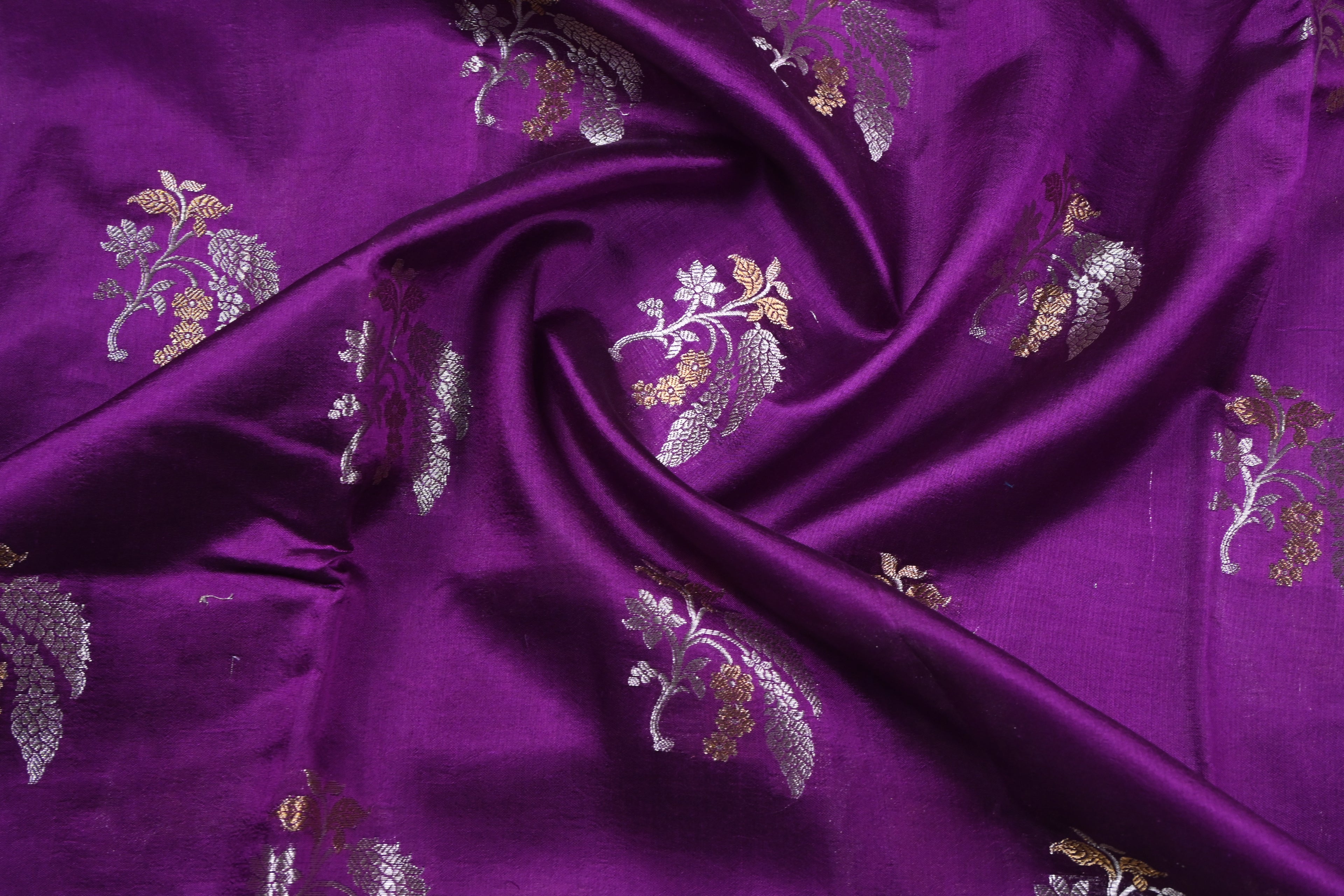 Purple Pure Banarasi Katan Silk Saree