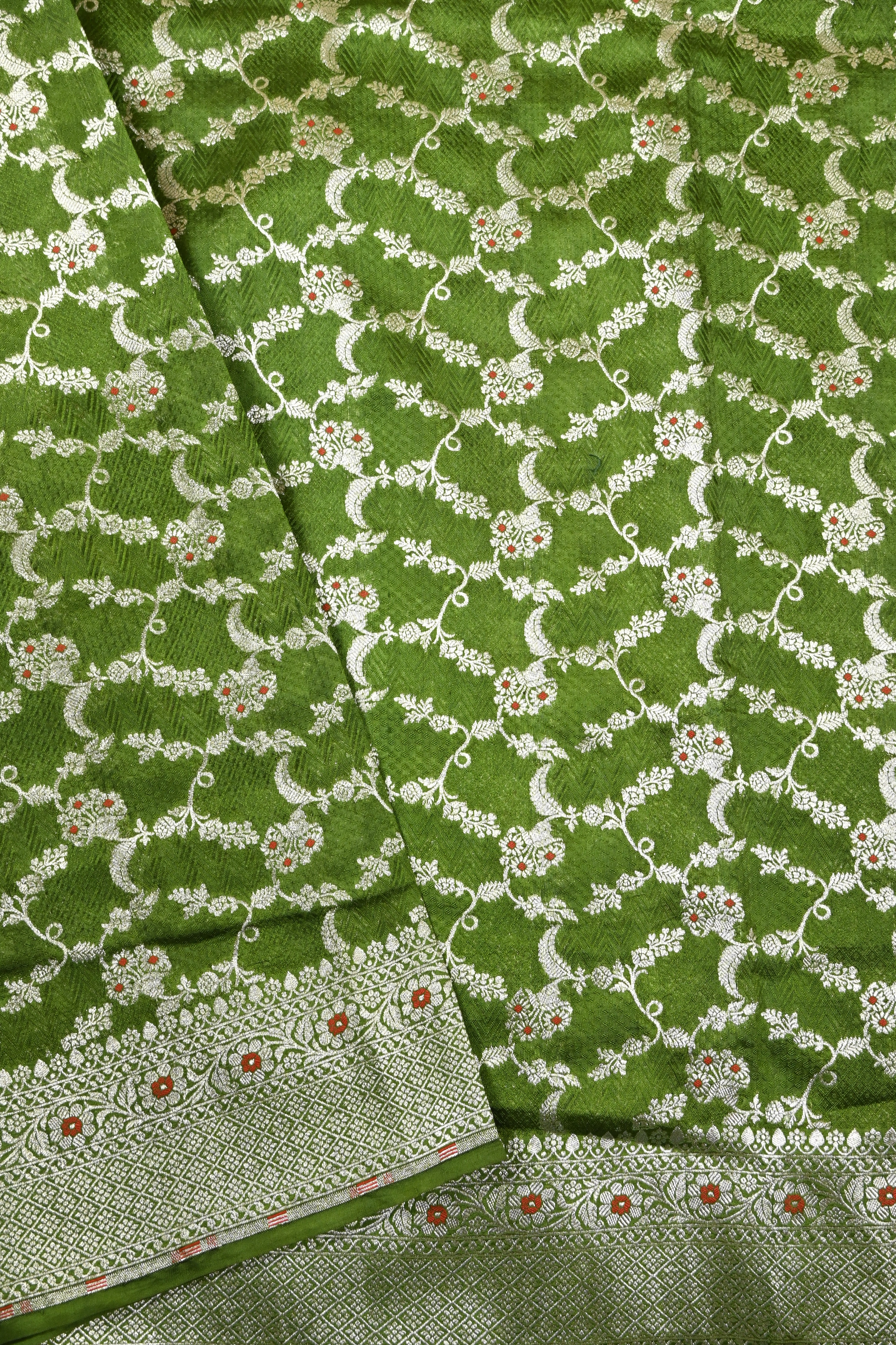 Mahanadi Green Pure Banarasi Katan Silk Saree