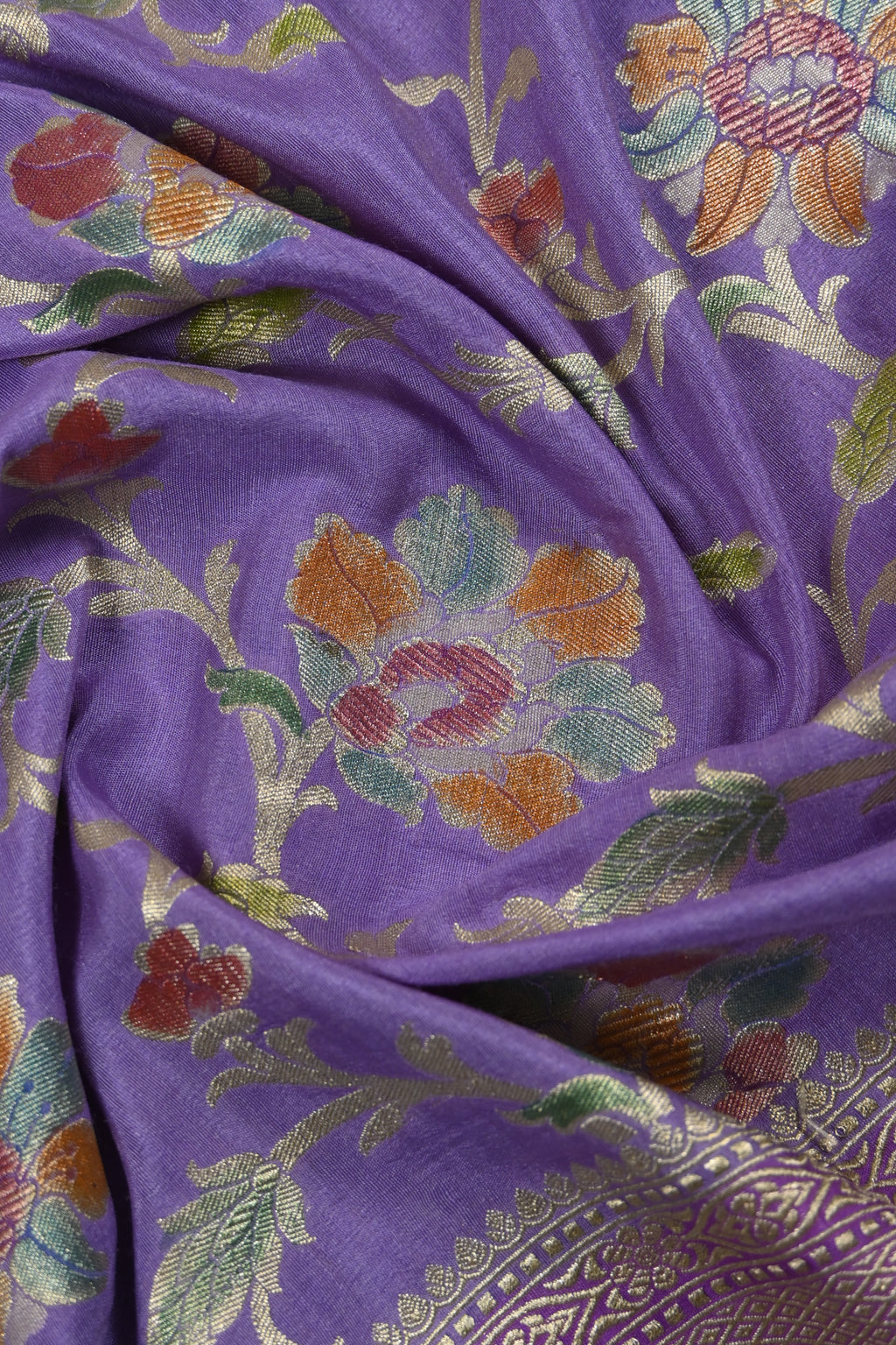 Purple Pure Moonga Silk Banarasi Saree