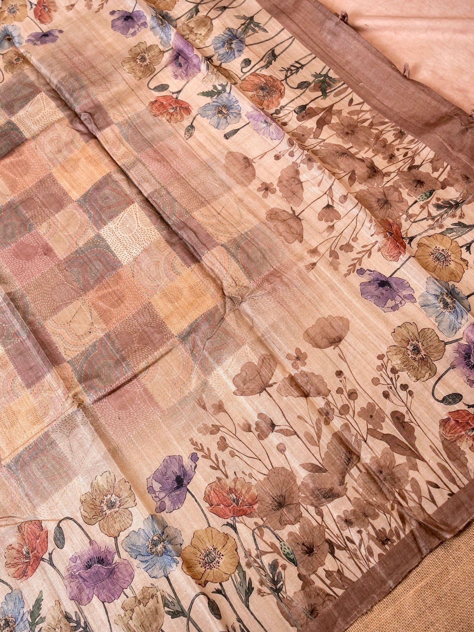 Handwoven Ivory Banarasi Tussar Silk Saree